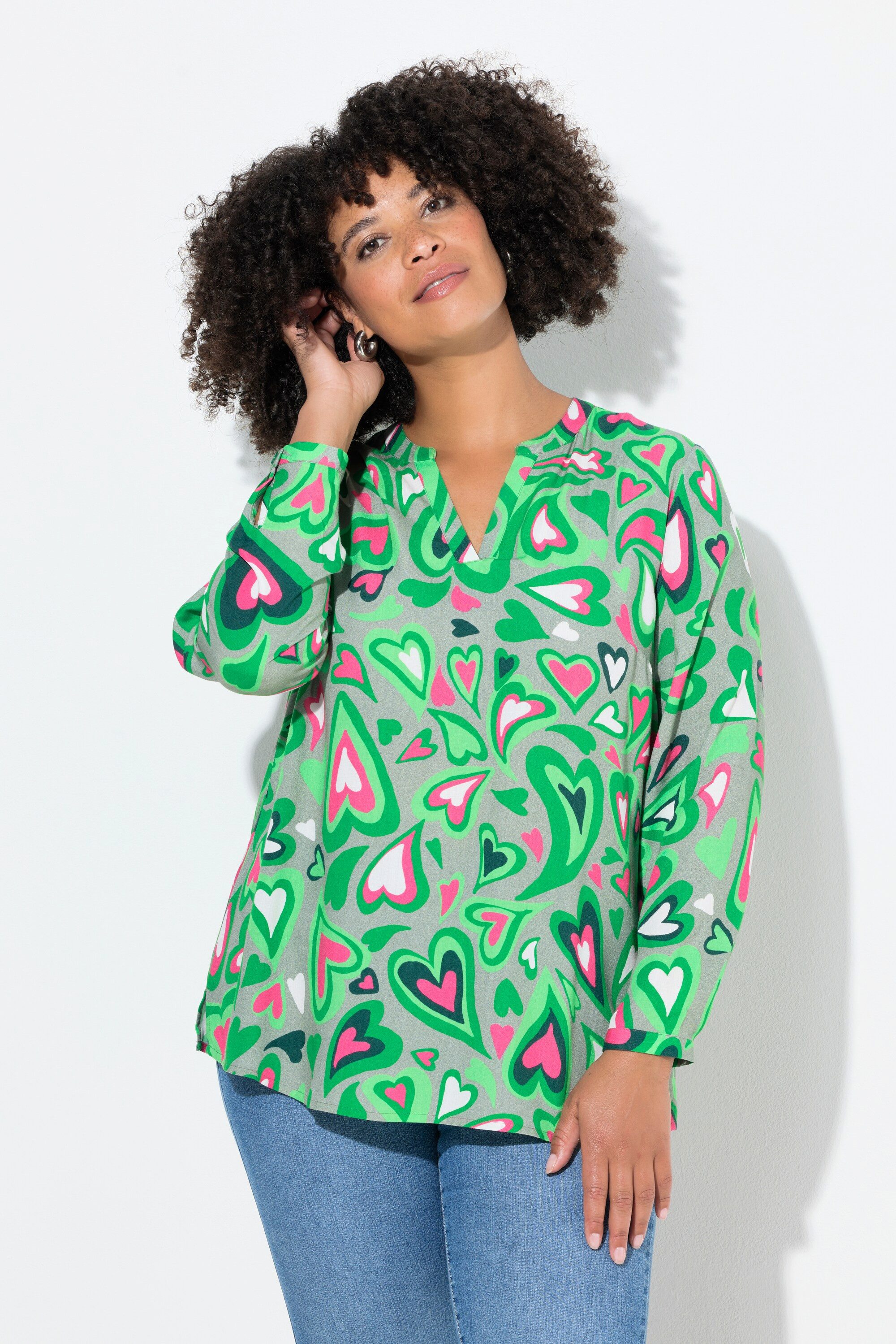 Angel of Style Tunika Tunika Herzmuster Tunika-Ausschnitt Langarm günstig online kaufen