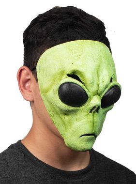 Metamorph Verkleidungsmaske Grüner Alien Halbmaske, Dieser Außerirdische kommt offensichtlich nicht in Frieden!