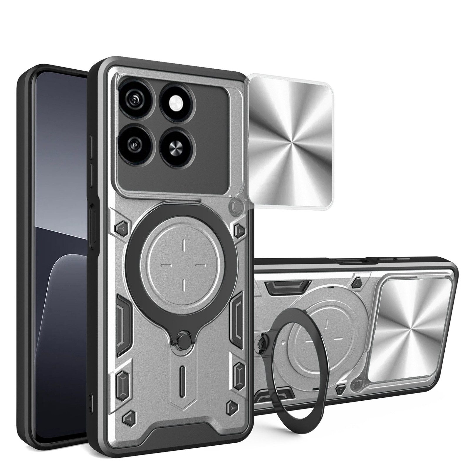 betterfon Handyhülle für ZTE Blade Hülle mit Slide Kameraschutz Ringhalter, Outdoorhülle mit Ringhalter Smartstand und Silikonkern