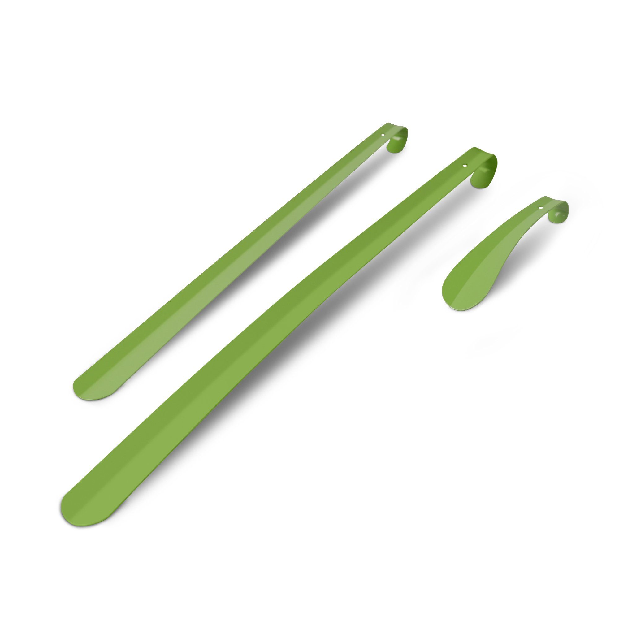 Bestlivings Schuhlöffel 3er-Set (16,5cm, 58cm, 79cm), Metall, stabil, mit Öse zum Aufhängen, ergonomisch gebogene Form
