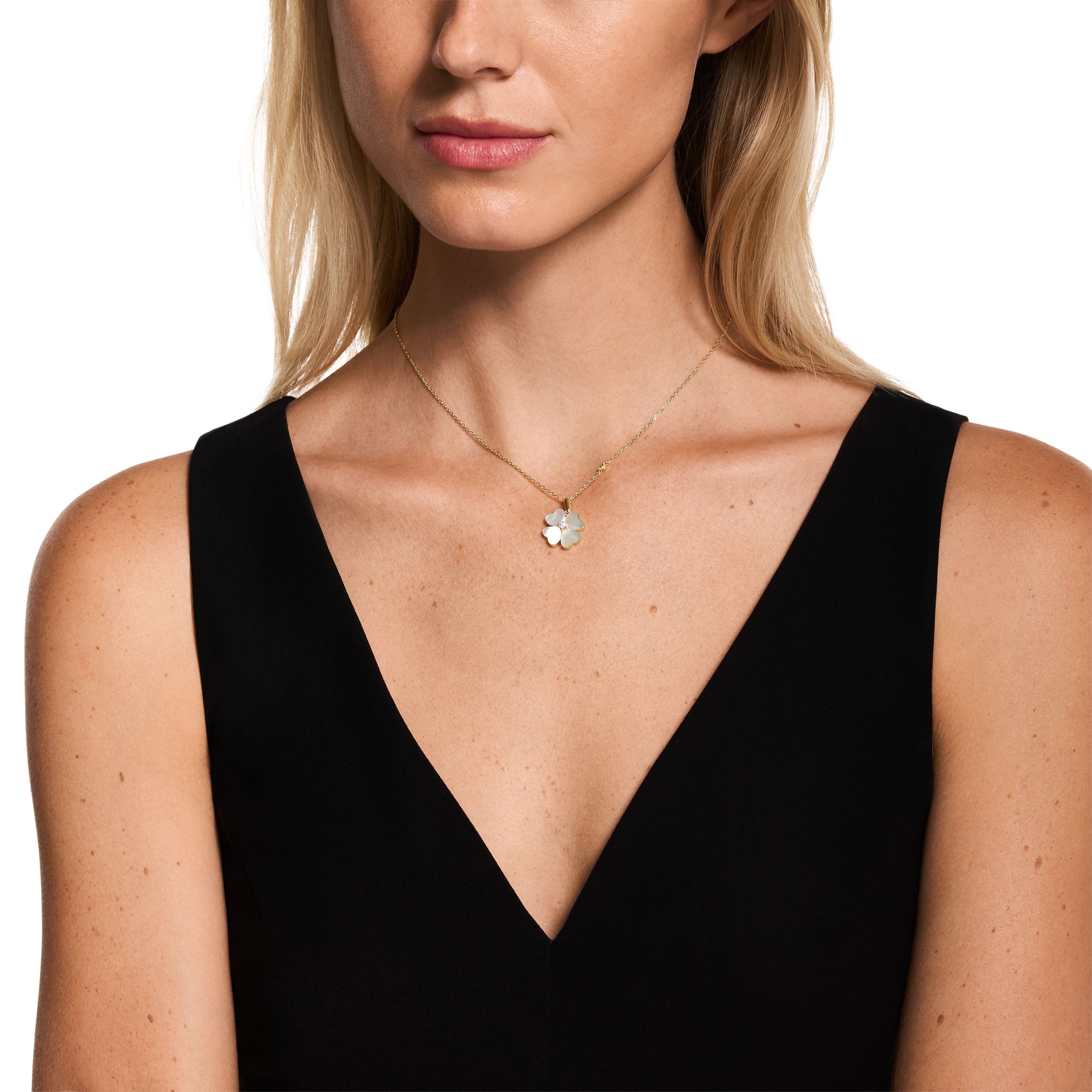 Emporio Armani Kette mit Anhänger Schmuck Geschenk Metall Kleeblatt, mit Zirkonia (synth) - mit Perlmutt