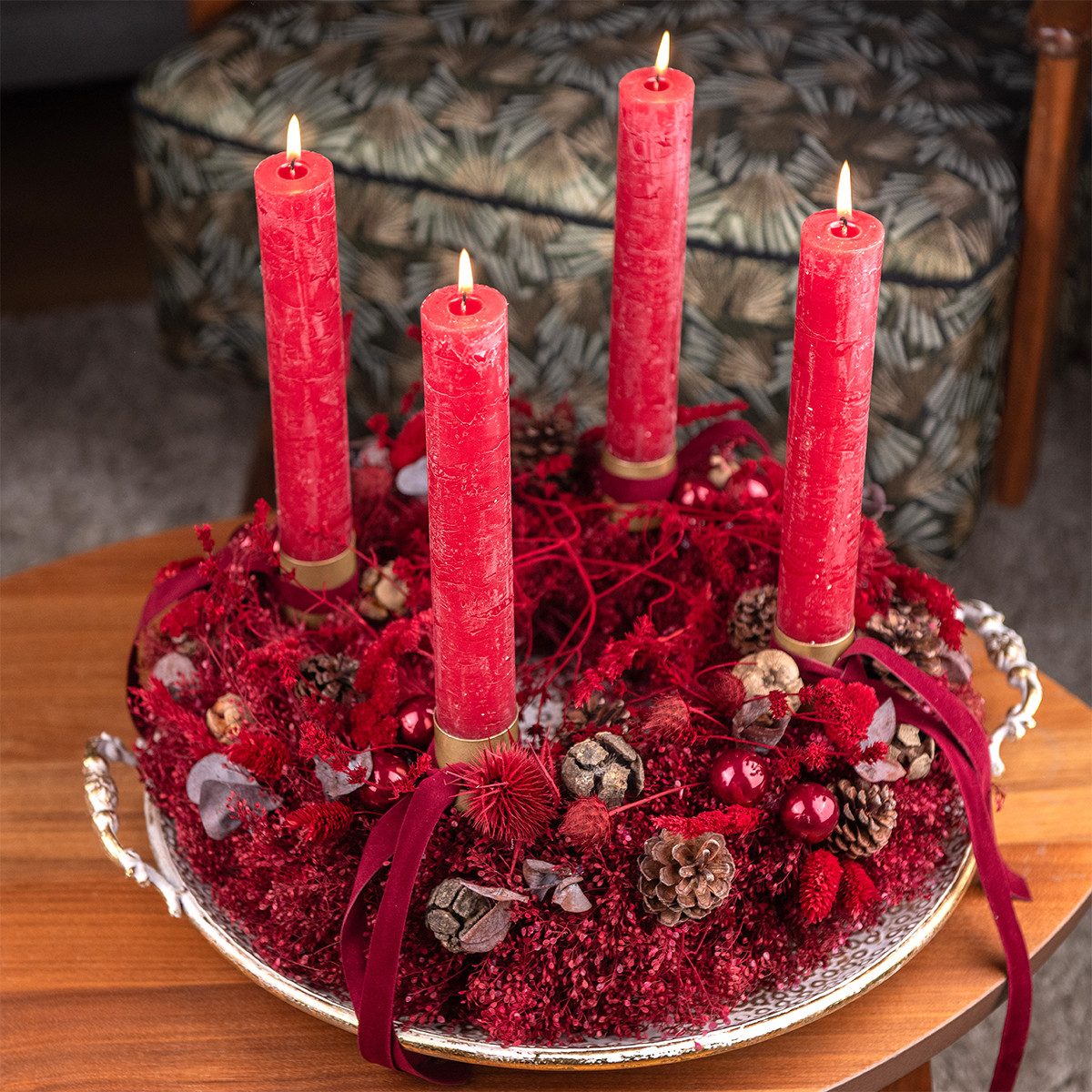 Trockenblume Deko-Kranz Trockenblumen Bordeaux Lepidium Wanddeko Elegant, Viana, Höhe 6 cm