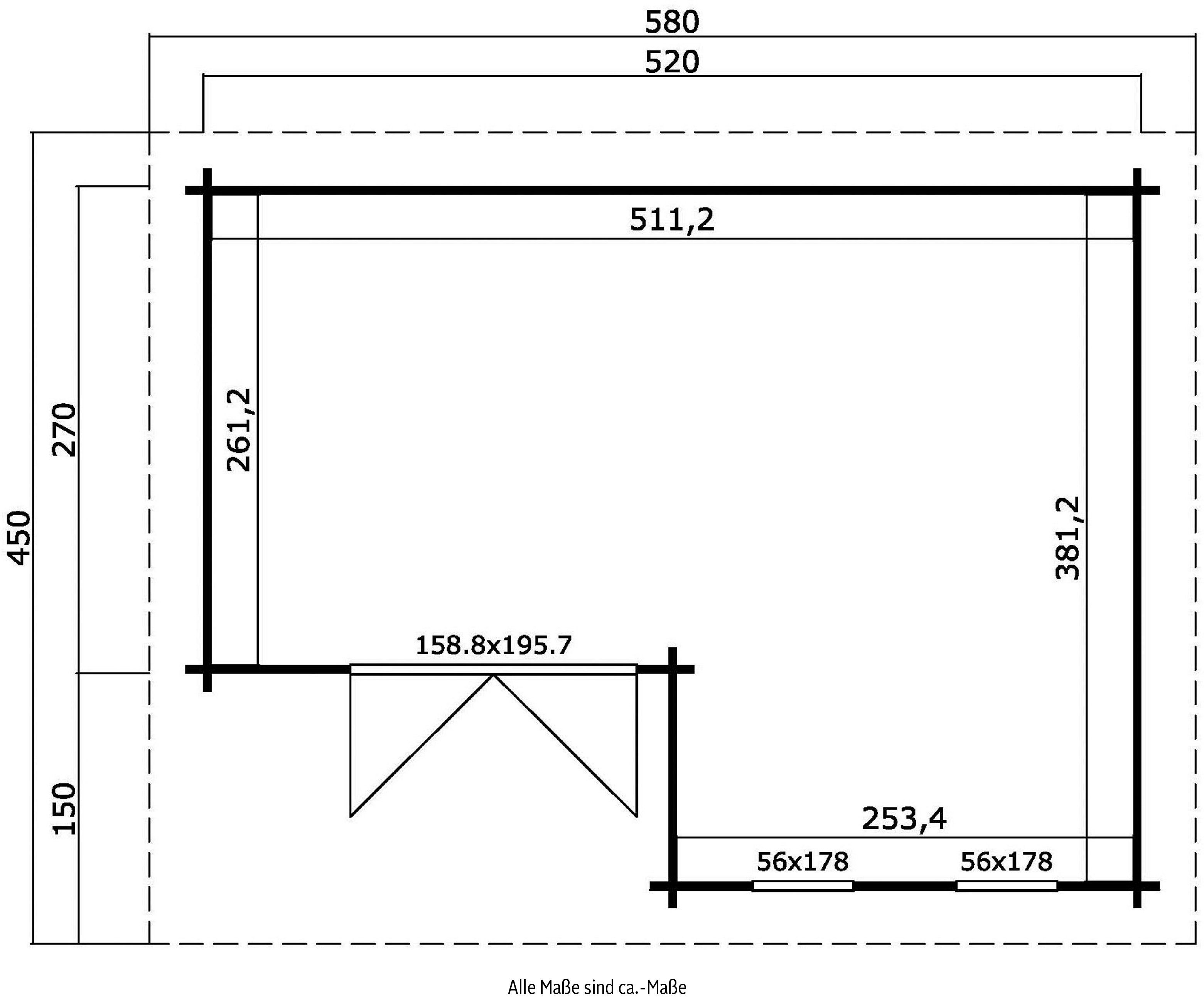 Fussbodenbretter BxT: cm, verlegen) LASITA (Set, ORKNEY, MAJA inkl. schwedenrot 580x450 Gartenhaus zum