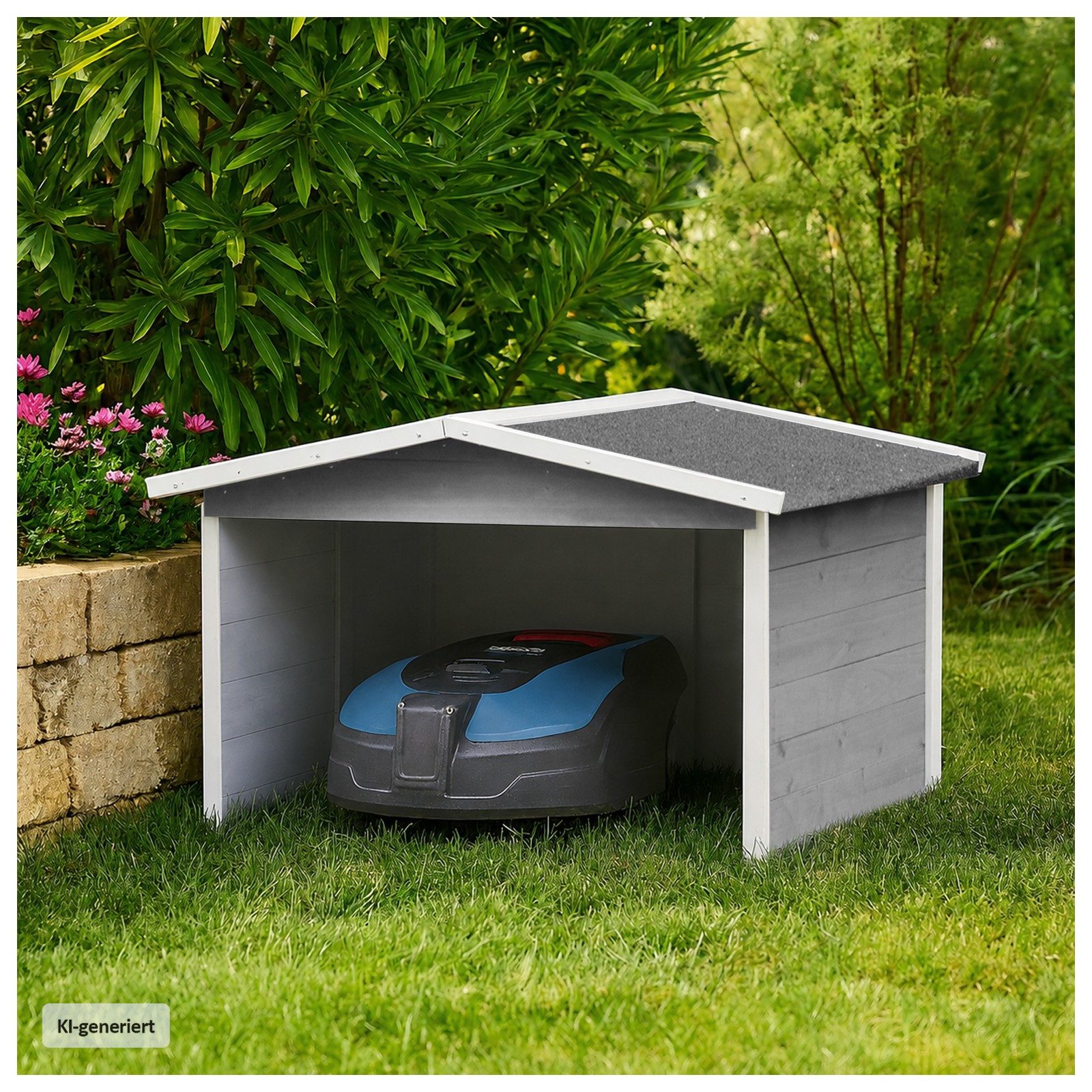 HTI-Living Mähroboter-Garage Rasenmähergarage Wilbur, BxTxH: 87x80x50 cm, für Mähroboter, (Stück, 1-St., 1 Rasenmähergarage), Garage für Mähroboter