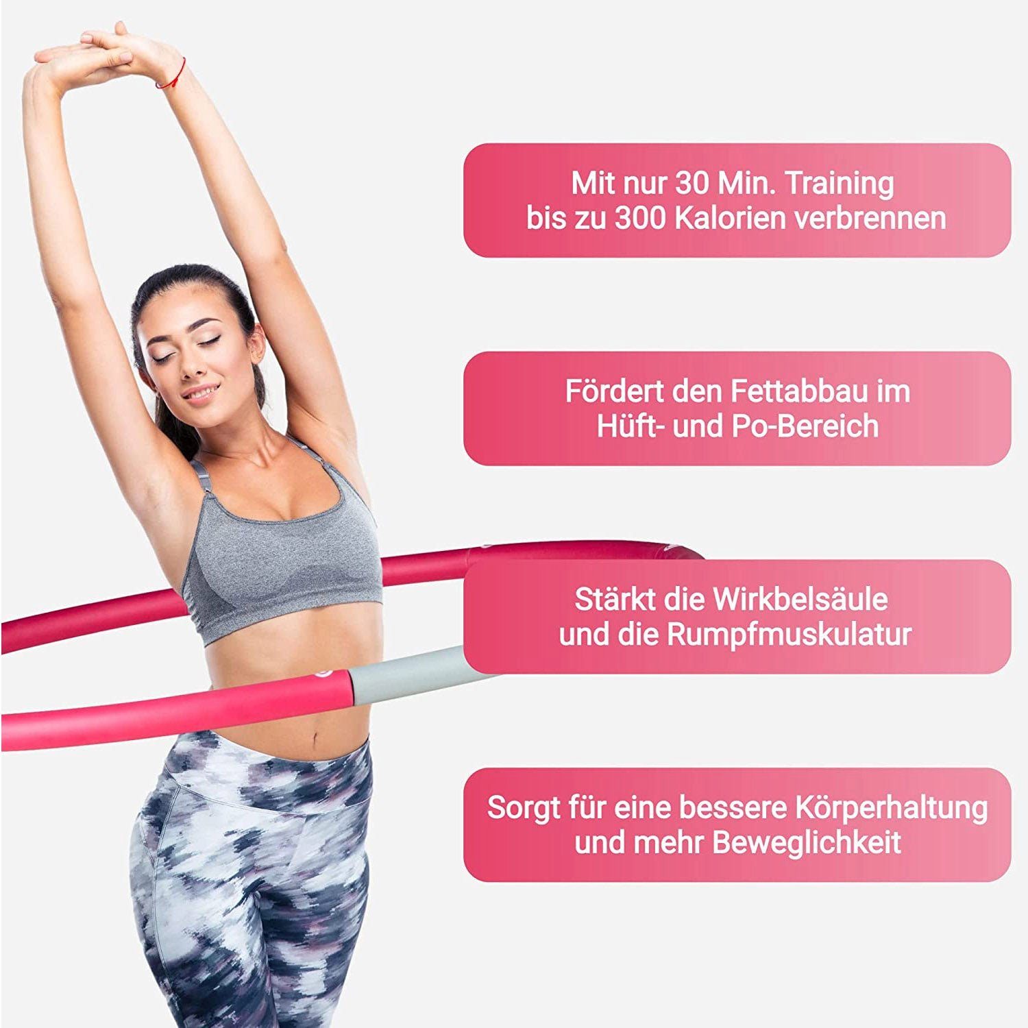 Fitleap Hula-Hoop-Reifen Fitness und Massage, Hula Hoop Reifen für Erwachsene und Kinder, 8 Se…