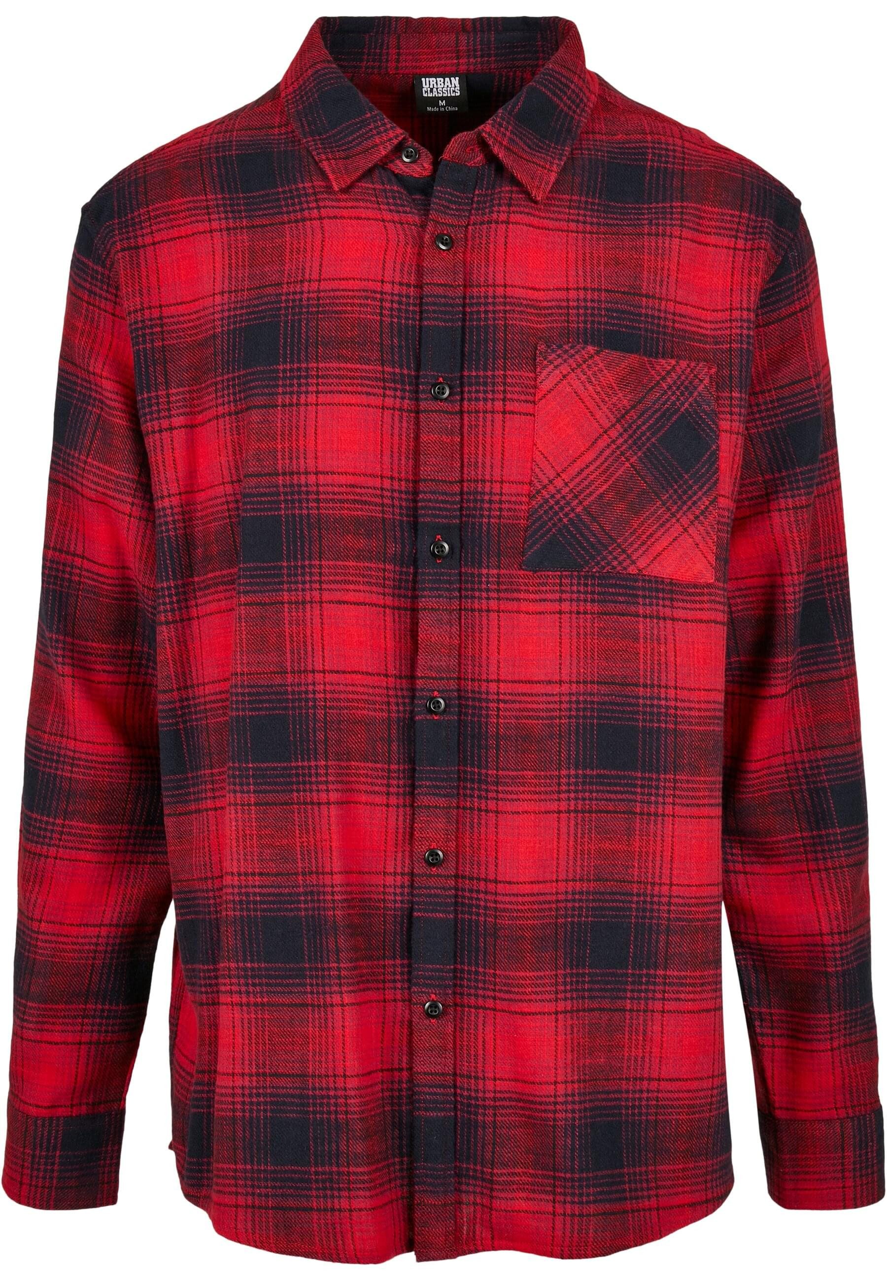 URBAN CLASSICS Langarm-Poloshirt Urban Classics Herren Oversized Checked Grunge Shirt (1-tlg)