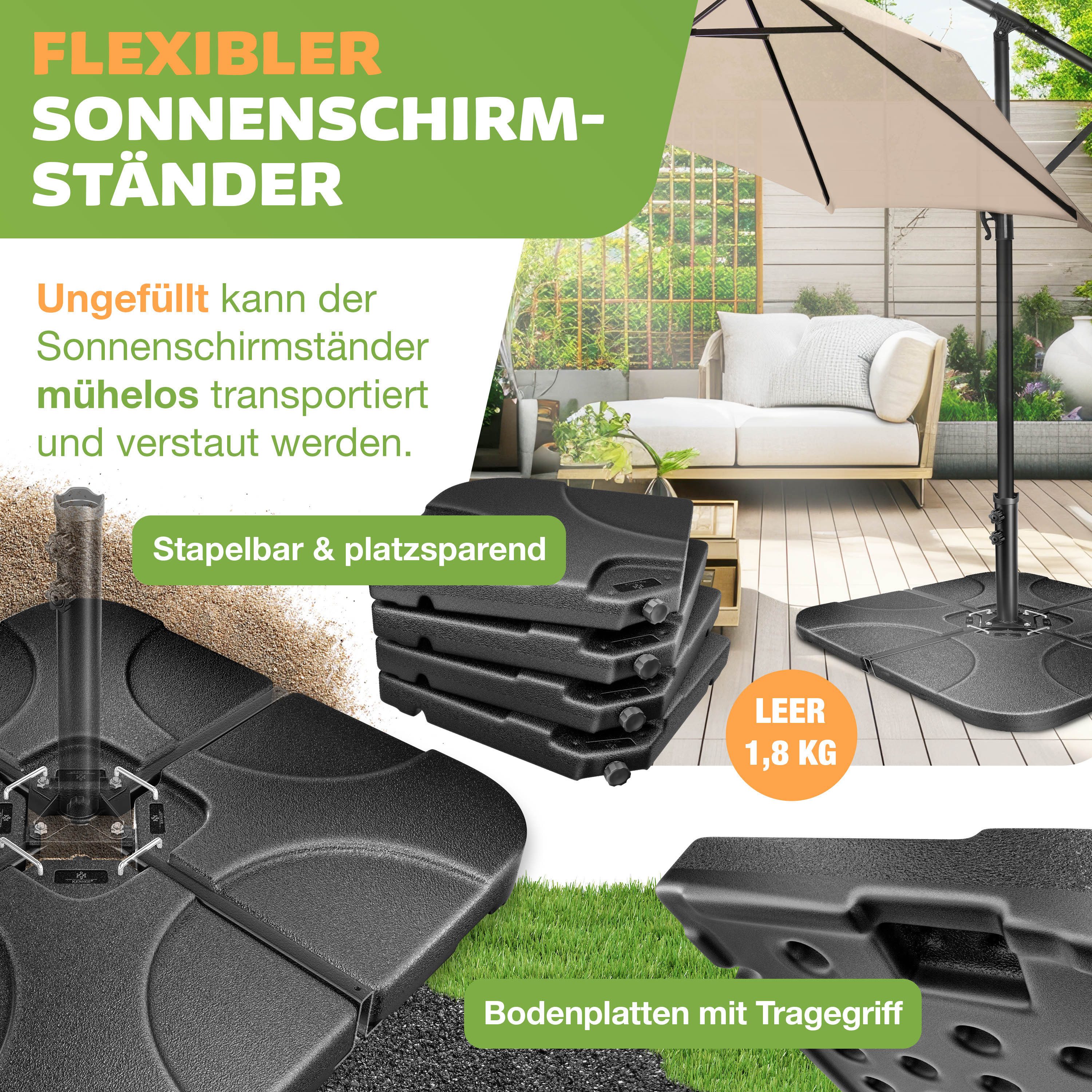 KESSER Kunststoffschirmständer, Sonnenschirmständer 4-teilig Schirmgewicht Schirmständer