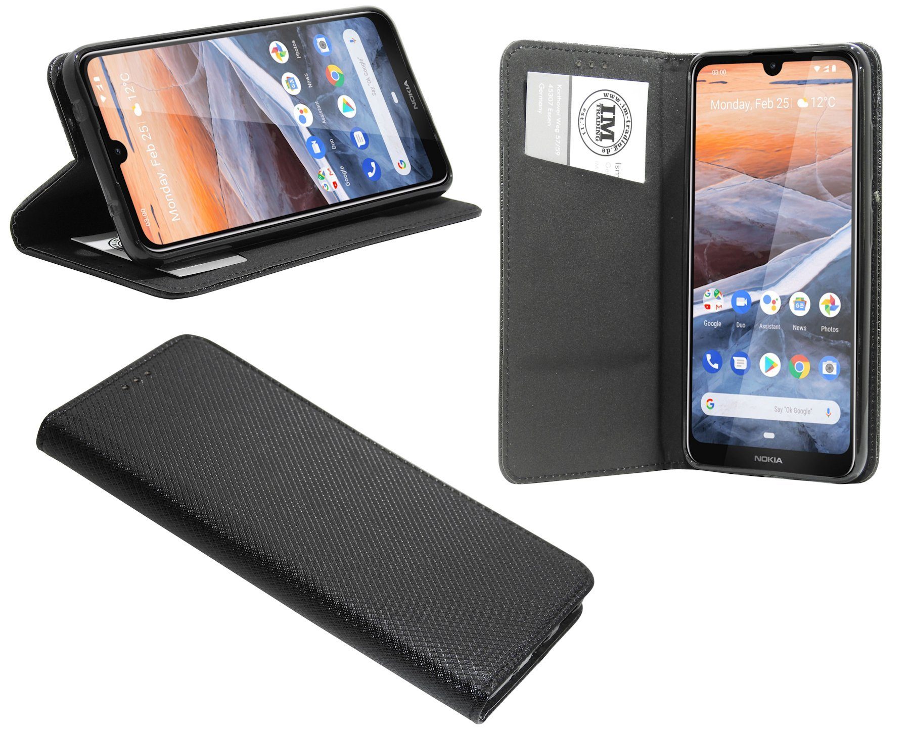 cofi1453 Handyhülle Hülle Tasche für Nokia 3.2, Kunstleder Schutzhülle Handy Wallet Case Cover mit Kartenfächern, Stan
