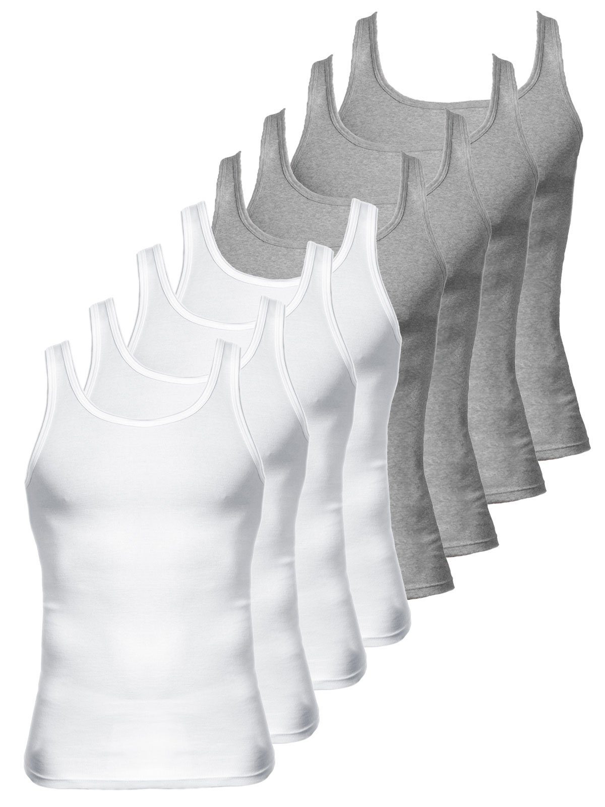 KUMPF Achselhemd 8er Sparpack Herren Unterhemd Bio Cotton (Spar-Set, 8-St) - weiss steingrau-melange