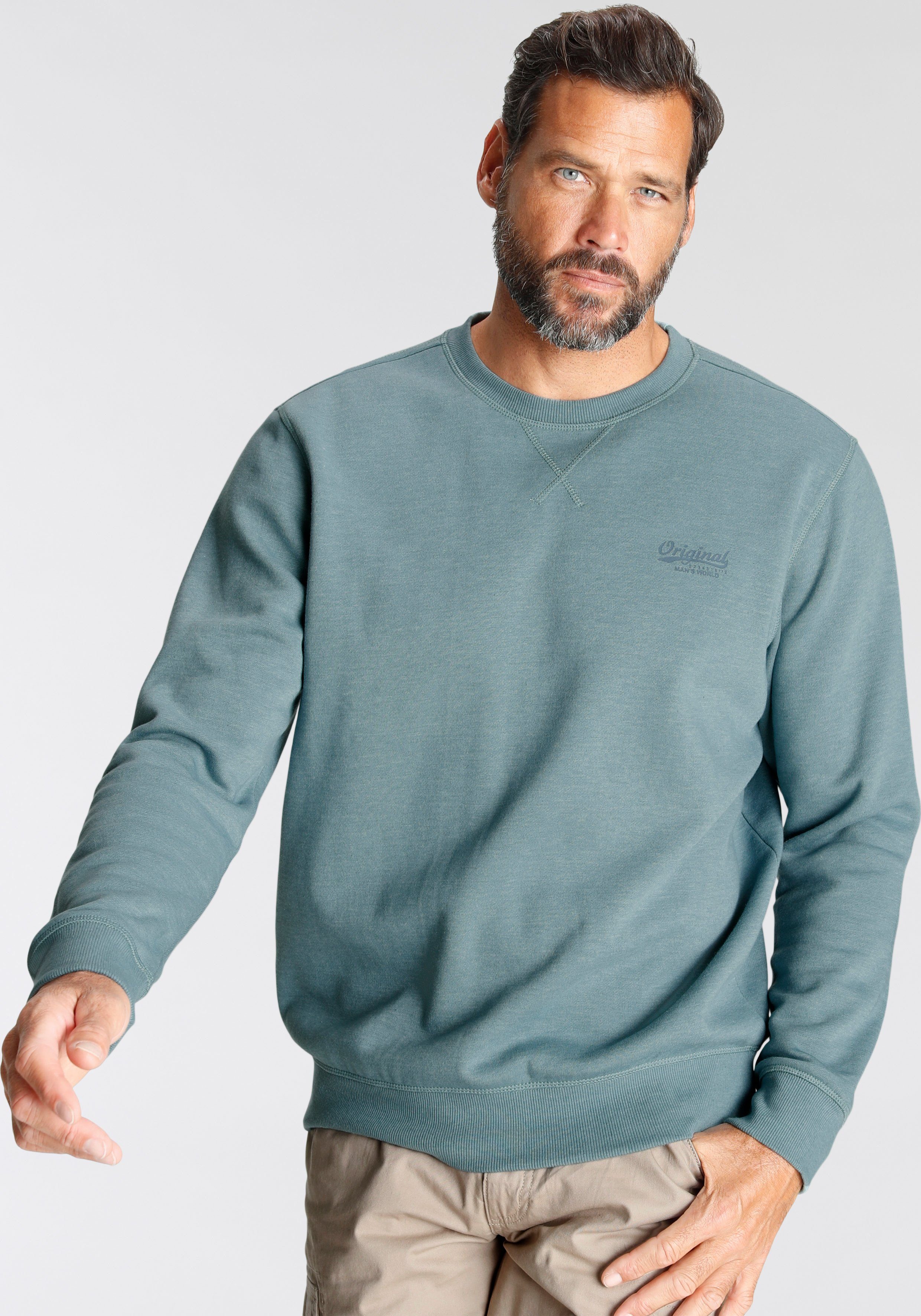Man's World Sweatshirt Langarm, Basic-Stil, unifarben, Rundhalsausschnitt günstig online kaufen