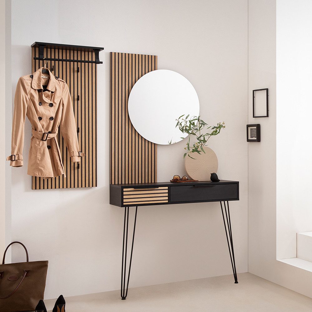 Lomadox Garderoben-Set HUNTSVILLE-80, (Spar-Set, 3-St), in schwarz mit Akus günstig online kaufen