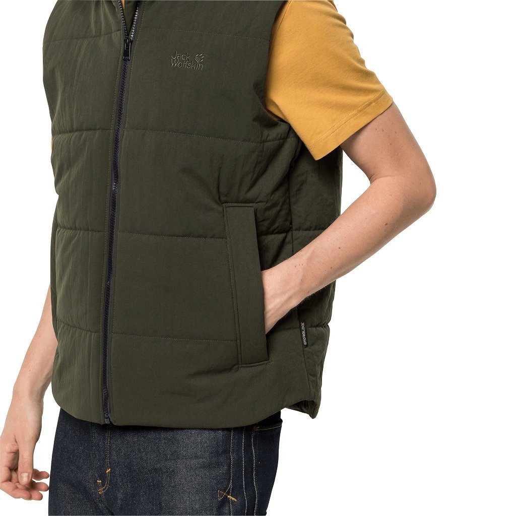 Jack Wolfskin Steppweste White Frost (winddicht, wasserabweisend, PFC-frei) grün Herren
