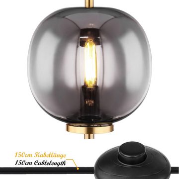 Globo Tischleuchte Tischlampe Wohnzimmer Tischleuchte Messing gold Rauchglas Glas, modern, Schreibtischleuchte, Nachttischleuchte, ohne Leuchtmittel, Lichtfarbe ist abhängig vom Leuchtmittel, Schlafzimmer, Esszimmer, Küche, Flur, Schreibtischlampe, Nachttischlampe