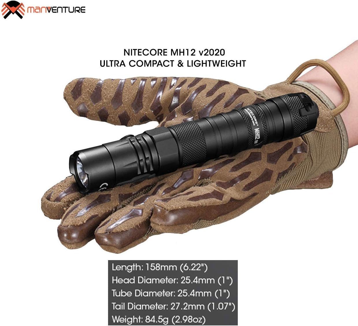 Nitecore LED Taschenlampe MH12 V2 Taschenlampe – 1200 Lumen wiederaufladbar – wasserdicht (1-St)