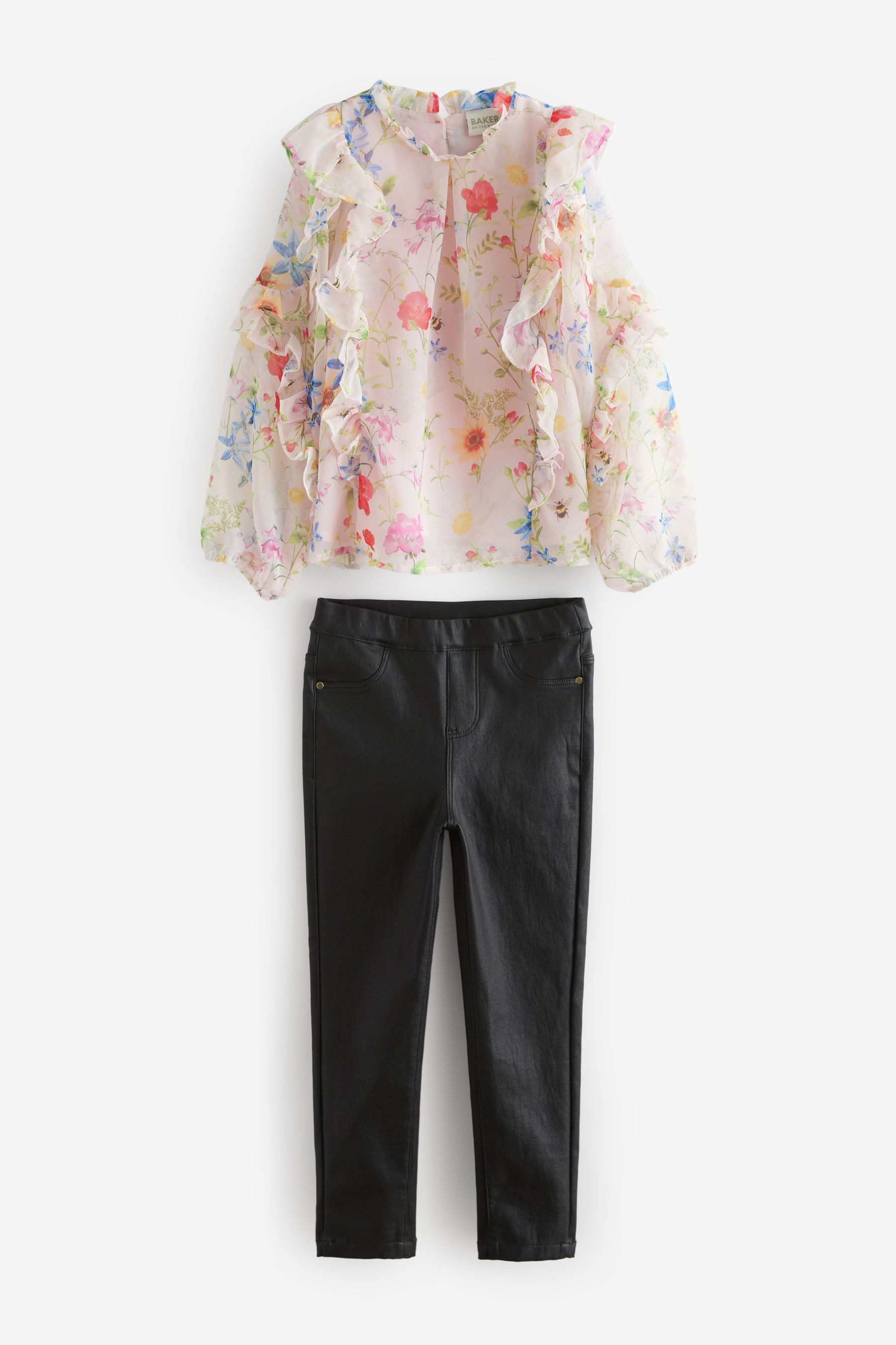 Shirt & Hose Baker by Ted Baker Set Bluse mit PU-Leggings