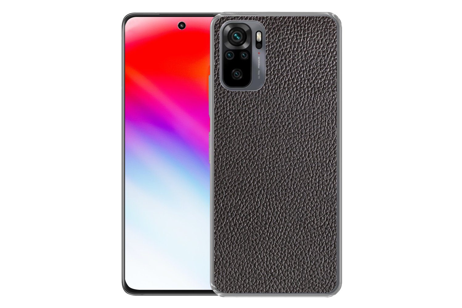 MuchoWow Handyhülle für Xiaomi Redmi Note 10S Leder - Lederoptik - Schwarz - Hell, Phone Case, Silikon, Schutzhülle Dünn