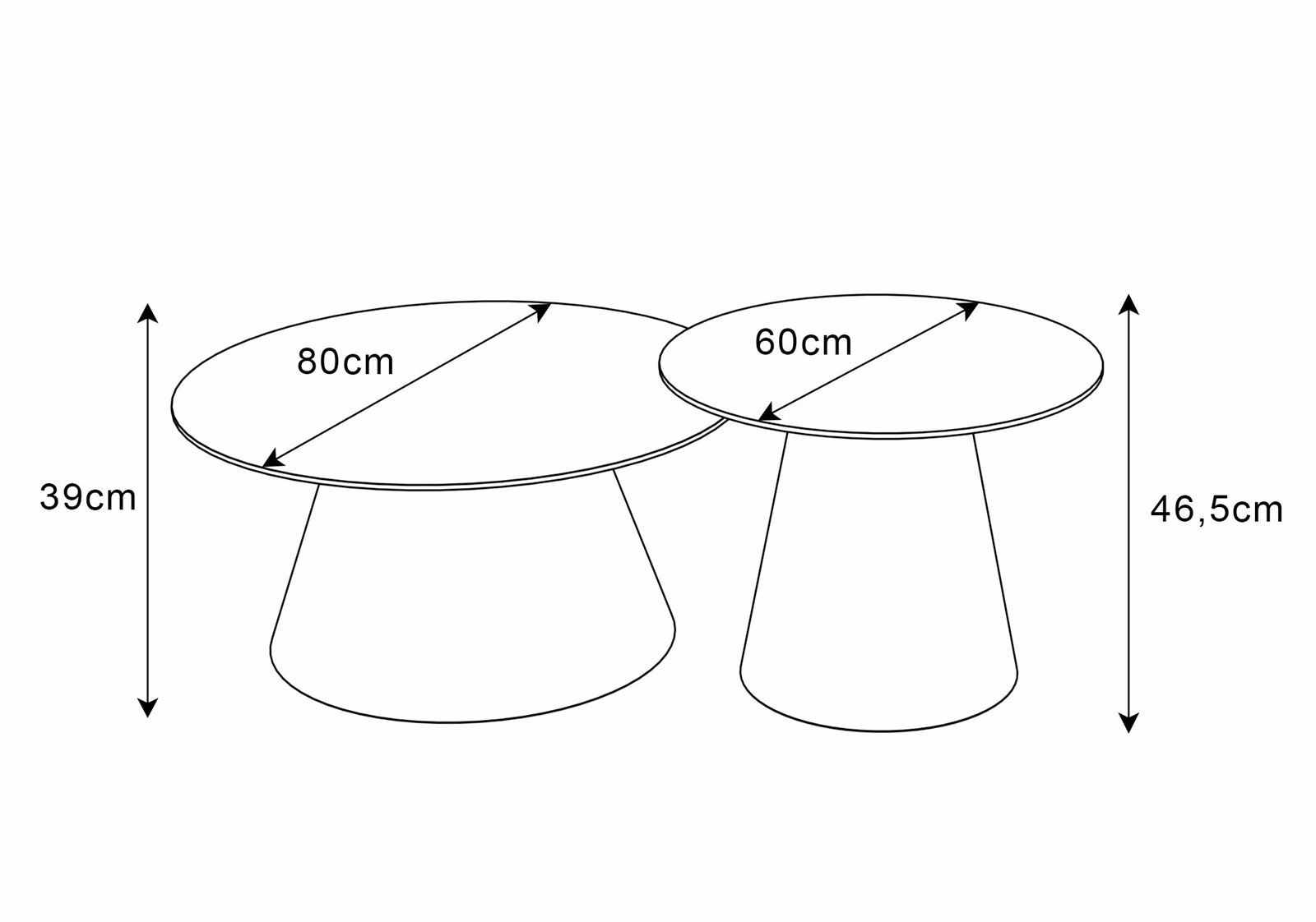 Lookway Couchtisch CARTELLE 2in1 Runder Sofatisch mit Tischplatte in Hochglanz (2er- Set), Durchmesser: ⌀80 cm und ⌀60 cm – Bild 5 von 5