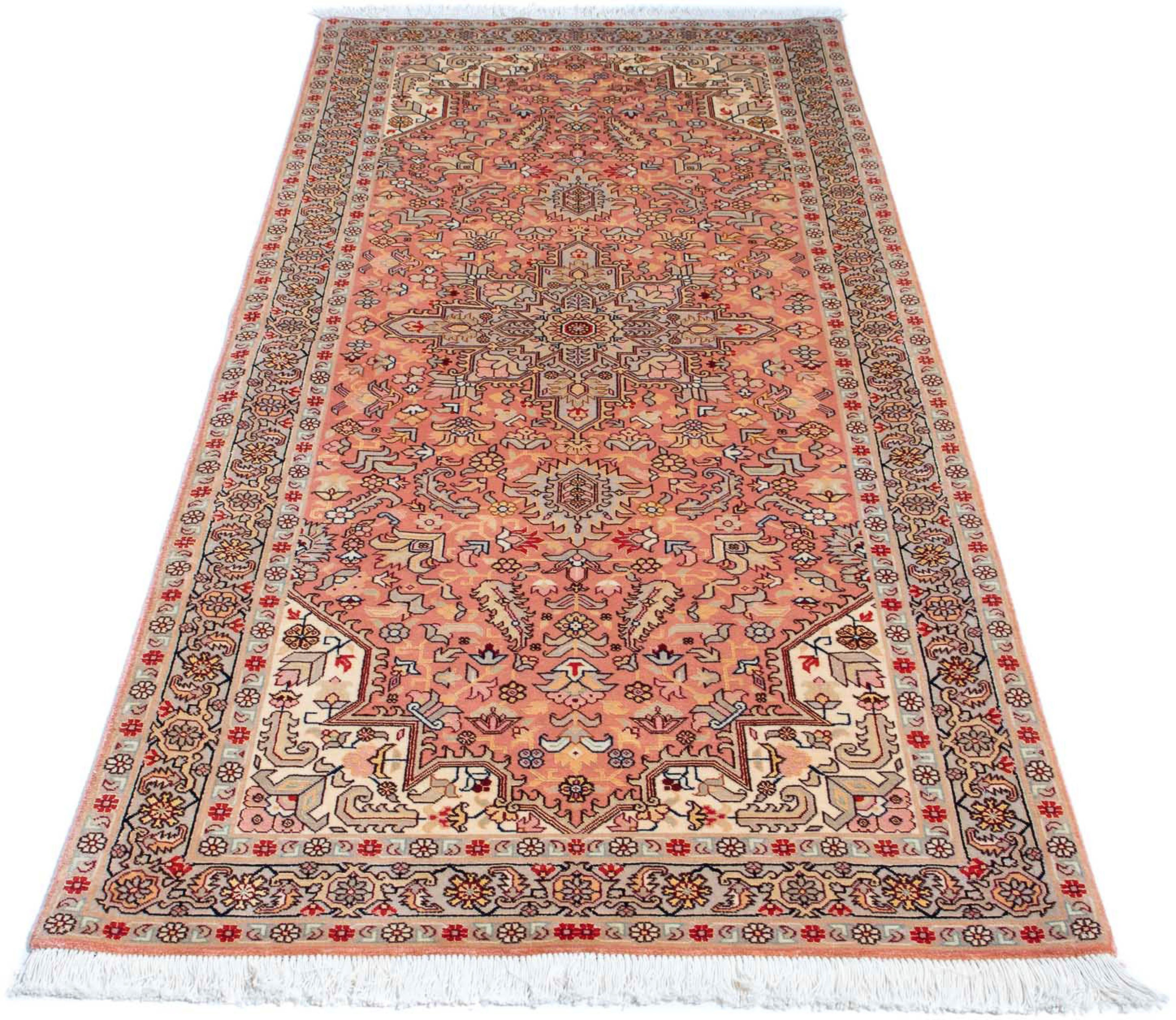 Orientteppich Perser - Täbriz - Royal - 206 x 82 cm - mehrfarbig, morgenland, rechteckig, Höhe: 7 mm, Wohnzimmer, Handgeknüpft, Einzelstück mit Zertifikat