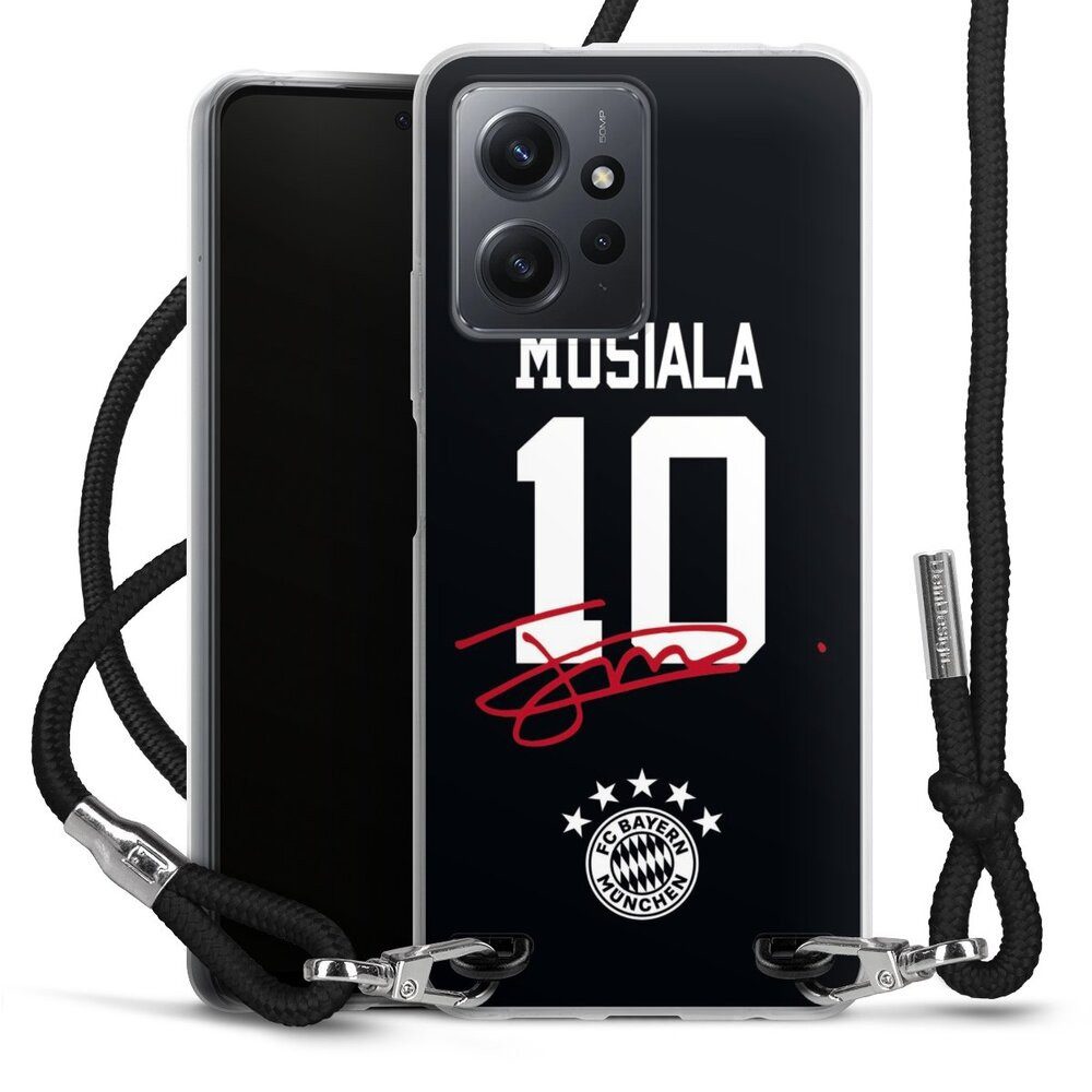 DeinDesign Handyhülle FC Bayern München Jamal Musiala FCB Musiala 10, Xiaomi Redmi Note 12 4G Handykette Hülle mit Band Case zum Umhängen