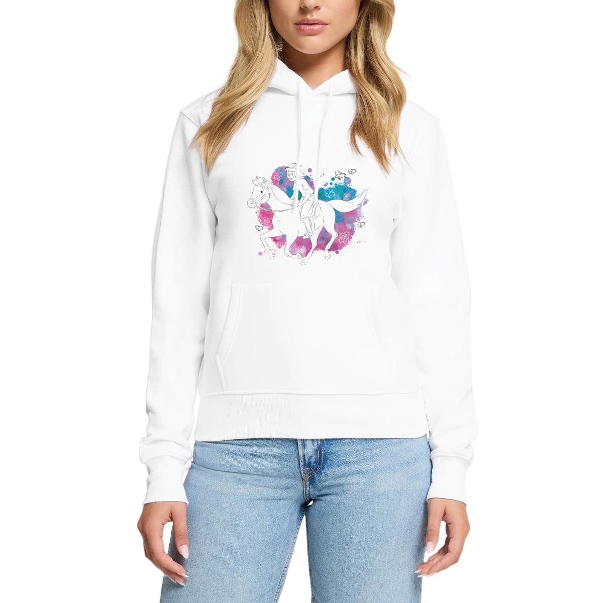 Spreadshirt Hoodie Bibi Und Tina Hengst Amadeus Im Galopp Line Art Damen Premium Hoodie (1-tlg)