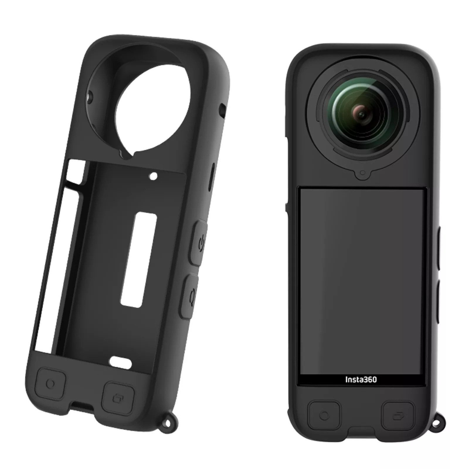 Kamera-Hülle Schutzhülle aus Silikon für Insta360 X4 mit Lanyard Schwarz