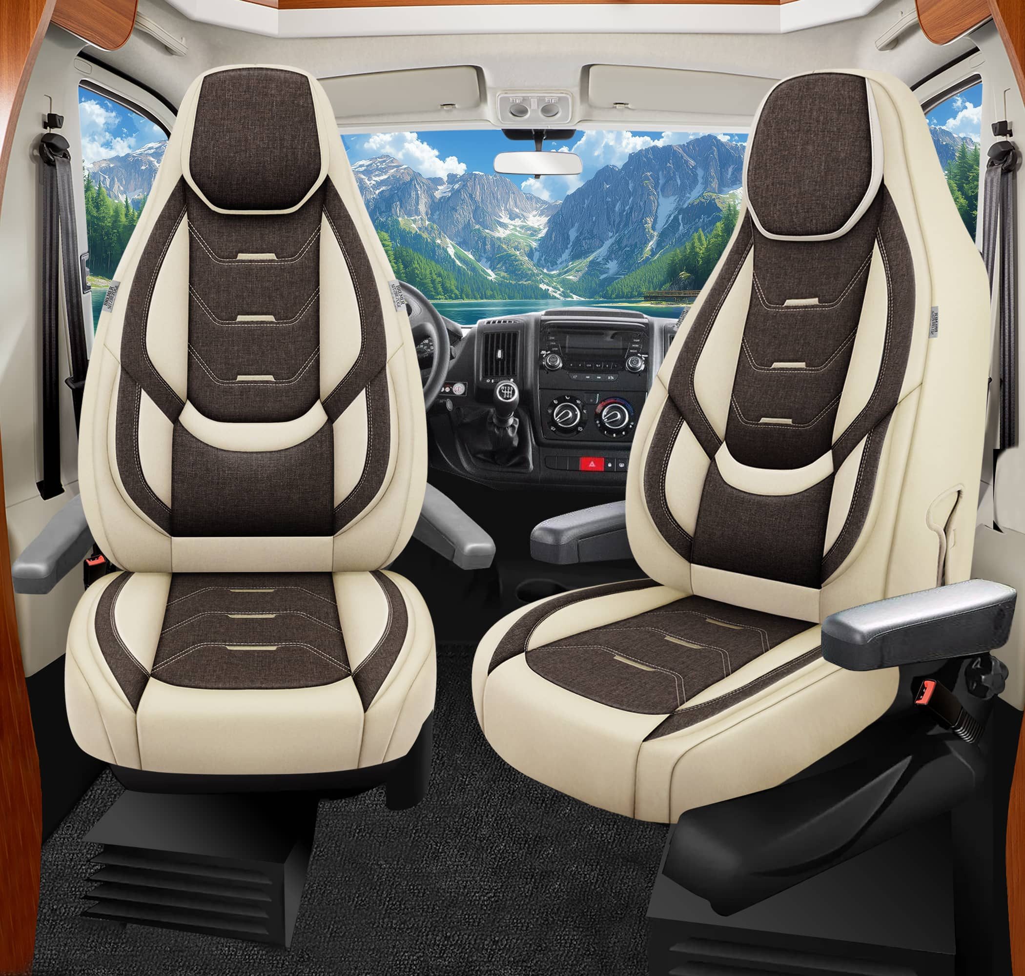 BREMER SITZBEZÜGE Autositzbezug für Fiat Ducato Citroen Jumper Peugeot Boxer (H11), Set, 2-tlg., Schonbezüge Sitzbezüge Fahrer und Beifahrer, in Beige/Braun