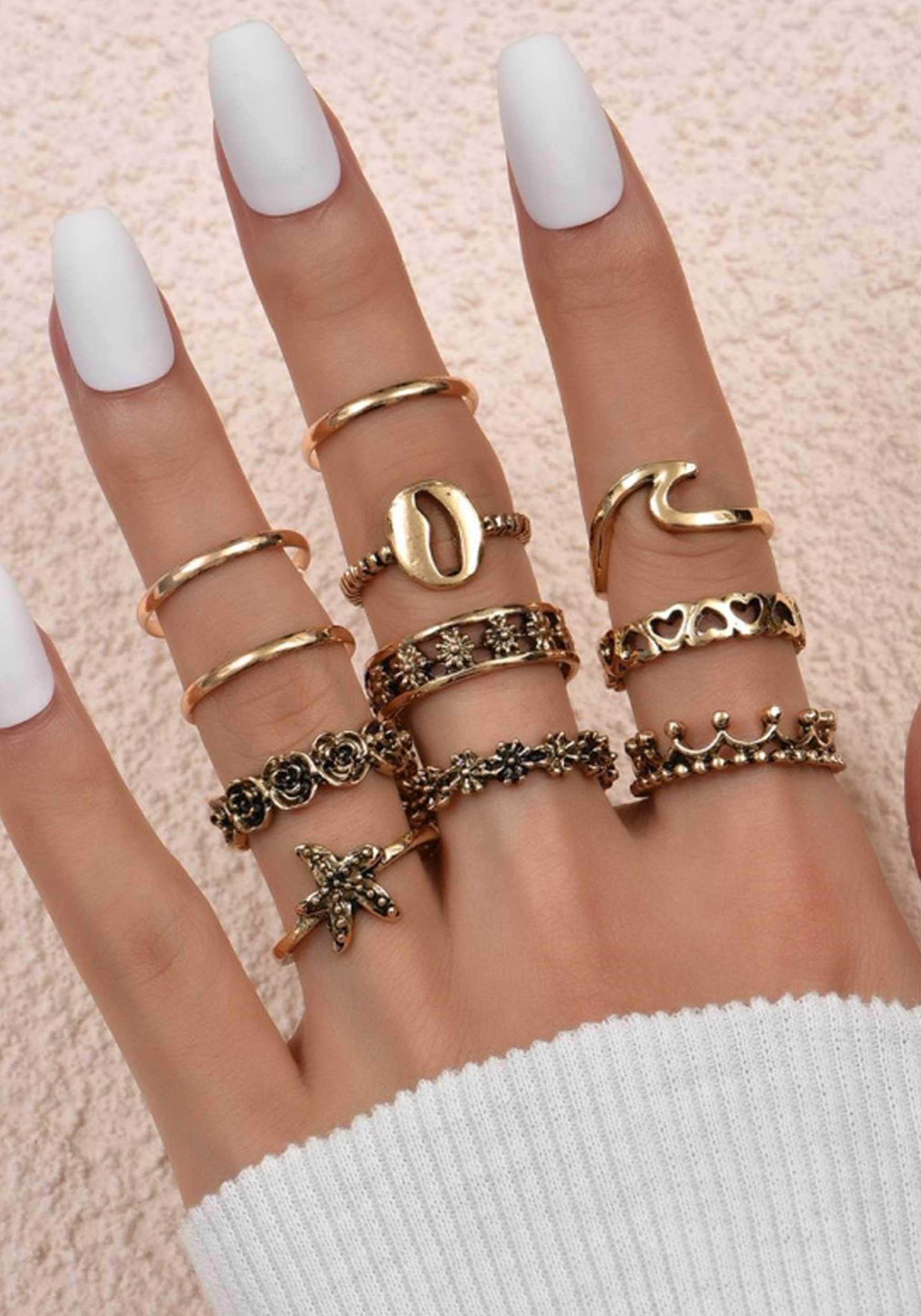 MAGICSHE Fingerring Bohème Vintage Punk Knöchel Stapeln Finger Ring Set RIZ036-03