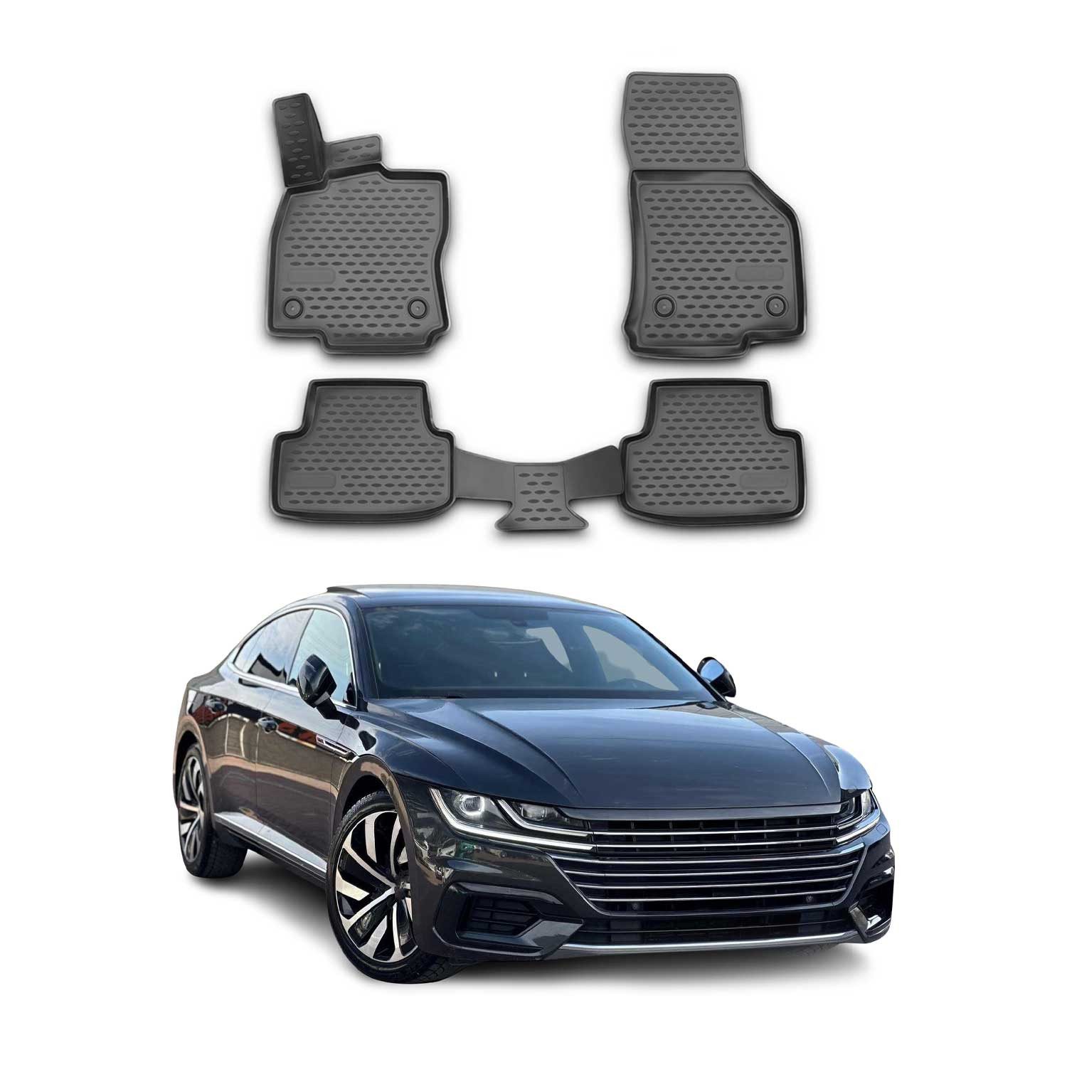 OMAC Auto-Fußmatten für VW Arteon 2017-2025 Schwarz 4 tlg TPE (4 St), für VW Arteon 2017-2025 VW Arteon 2017-2025, Antirutsch,Wasserfest,Einfache Installation
