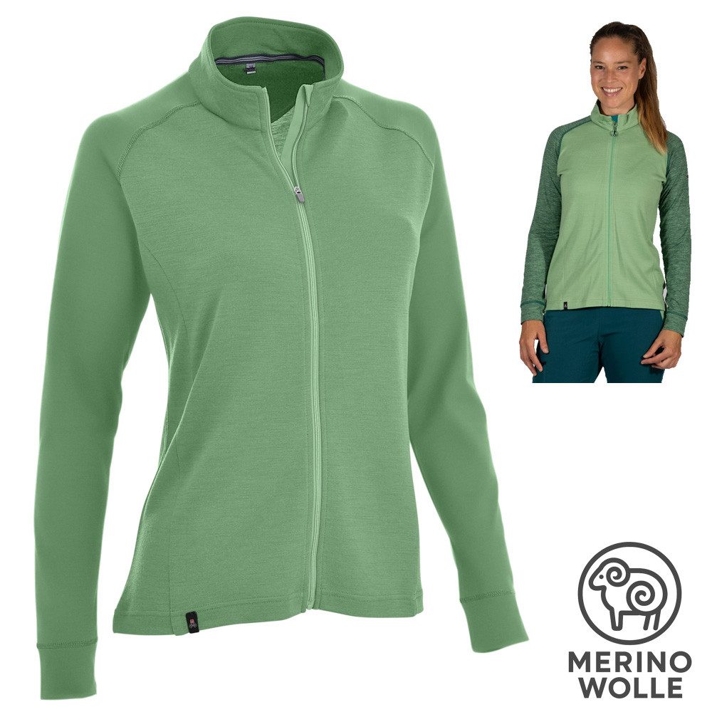 Maul Trekkingjacke Maul - Marmolata Damen Merino Midlayer leichte Wollfleece Jacke, green