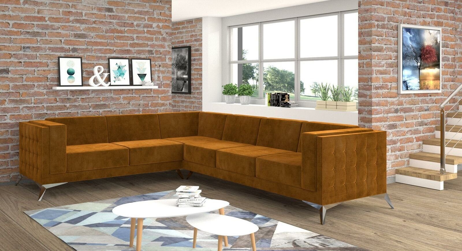 Couch JVmoebel L-Form Wohnlandschaft Garnitur Ecksofa, Stoff Ecksofa Design