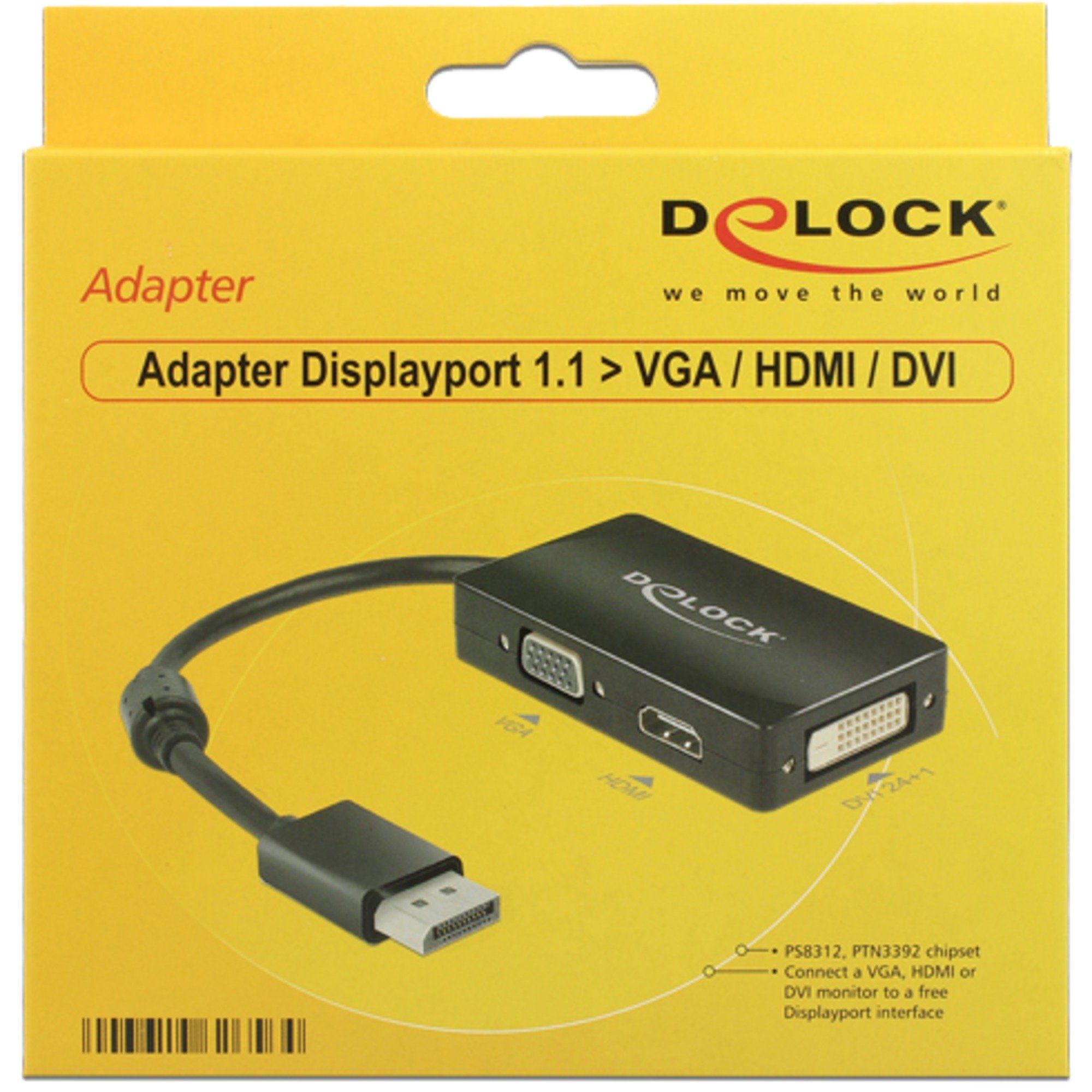 DeLOCK Adapter Displayport > VGA/HDMI/DVI-D, (16 Audio- & Video-Adapter