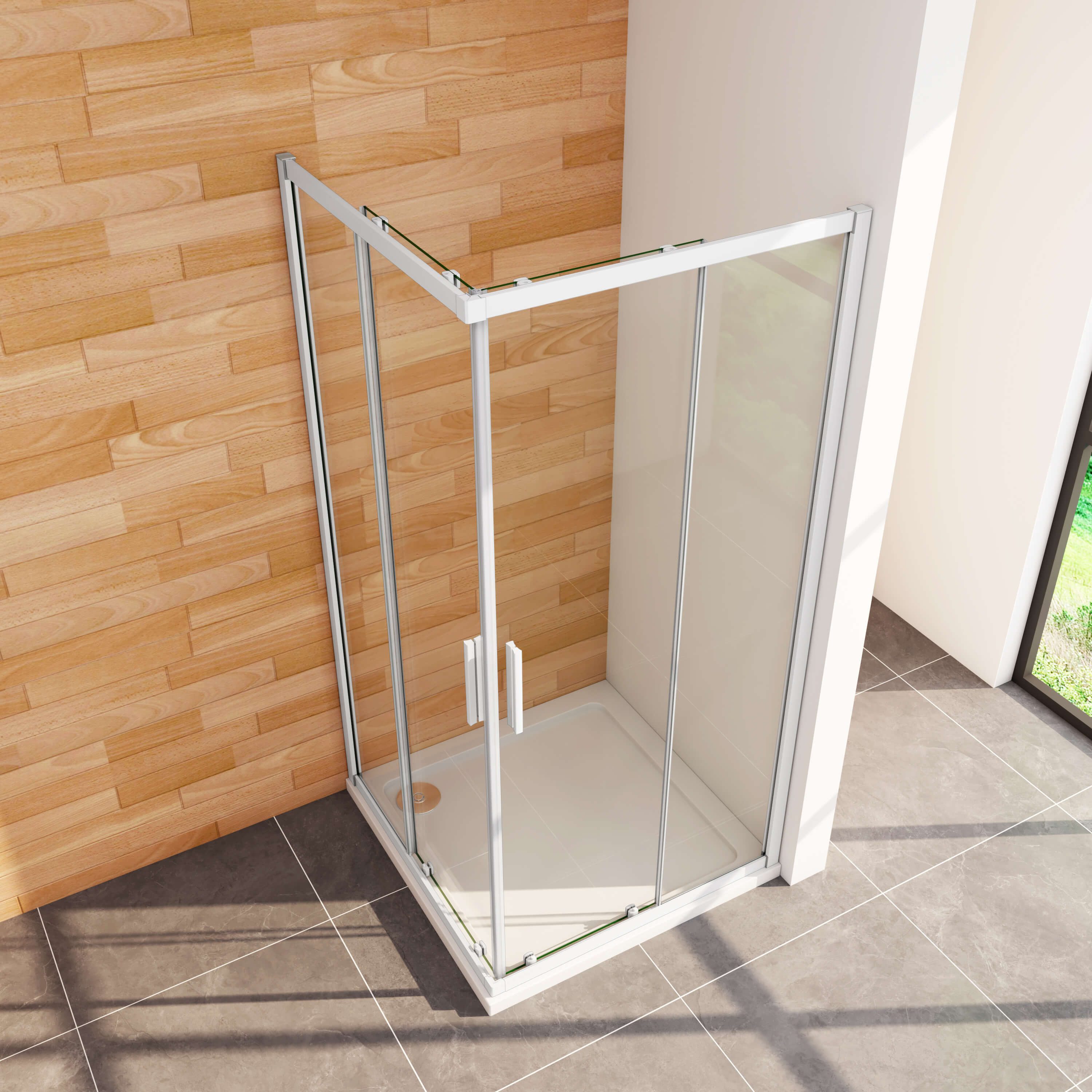 Duschparadies Eckdusche Duschabtrennung Duschkabine Schiebetür Eckeinstieg Dusche Duschtasse, BxT: 70x70 cm, Sicherheitsglas, links und rechts montierbar