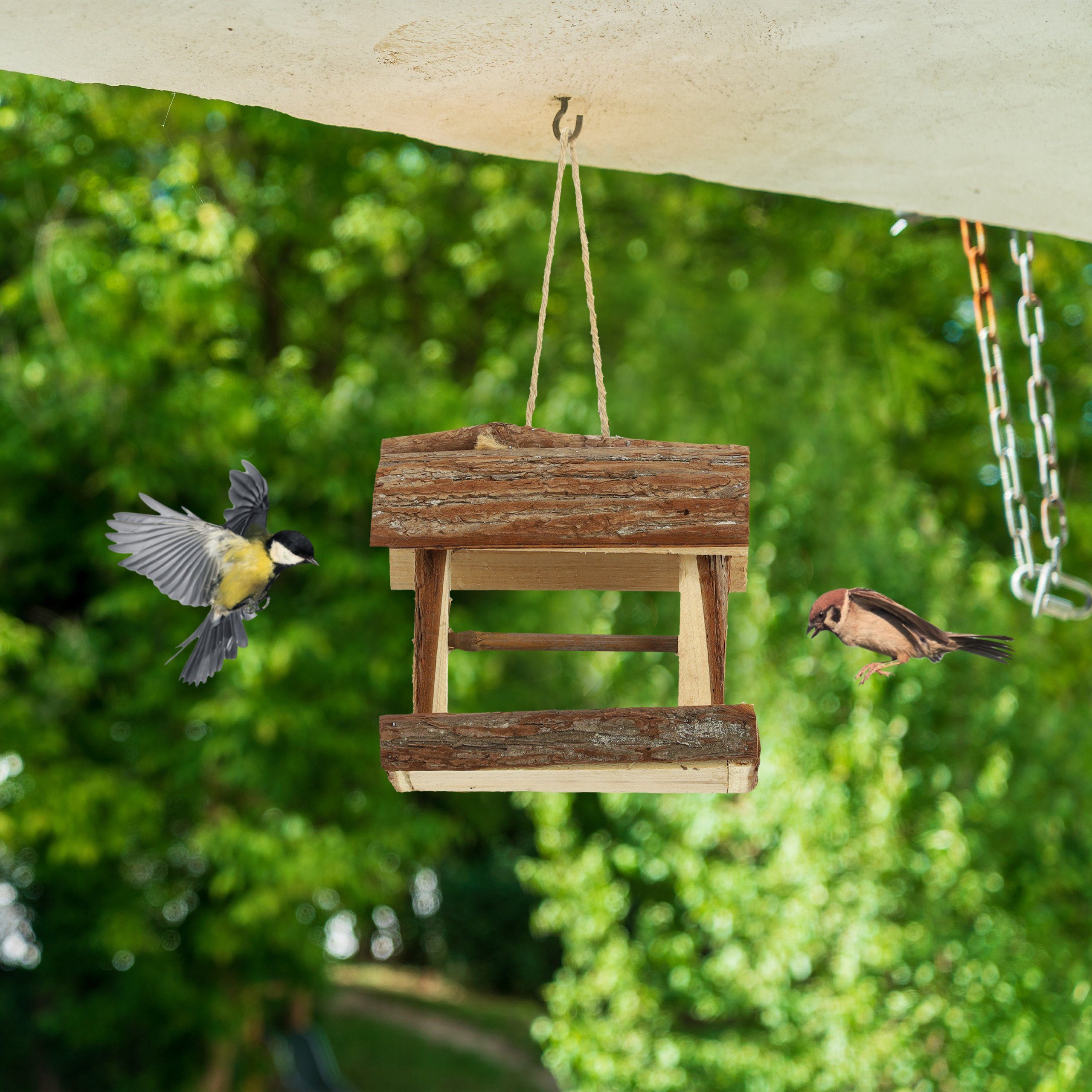relaxdays Vogelhaus Holz Vogelfutterhaus zum Aufhängen günstig online kaufen