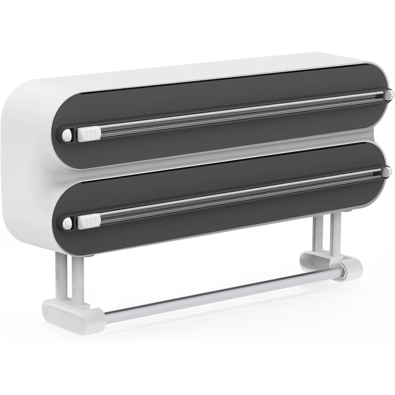 SURFOU Wandrollenhalter 3-in-1 Frischhaltefolienspender, Kunststoff, magnetisch & Wandmontierbar, Folienschneider für Saubere
