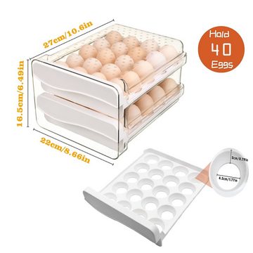 BlauCoastal Eierkorb Eierbox 40 Eier, Eierbehälter für Kühlschrank, (1-tlg., Schubladtyp Durchsichtig Eier Aufbewahrungsbox), Kann zur Kühlschranklagerung Schutz und Frischhalten von Eiern