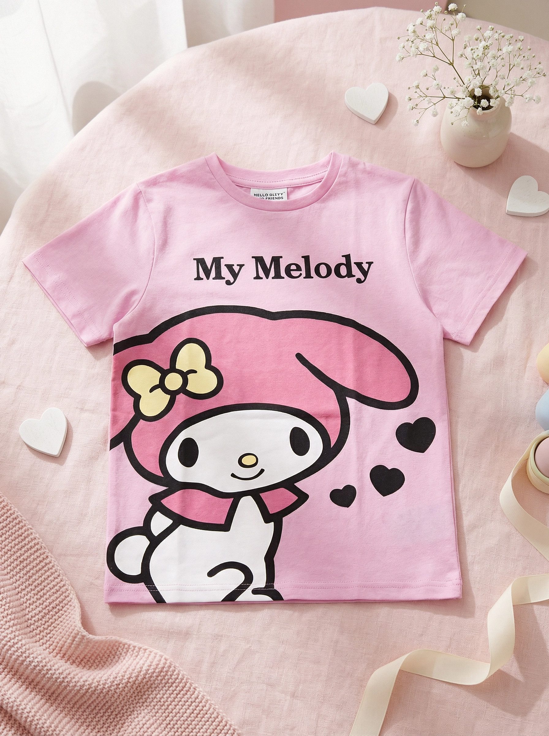 Hello Kitty Print-Shirt Hello Kitty Melody Kinder Mädchen kurzarm T-Shirt Shirt (1-tlg) 100% Baumwolle, Gr. 116 bis 152