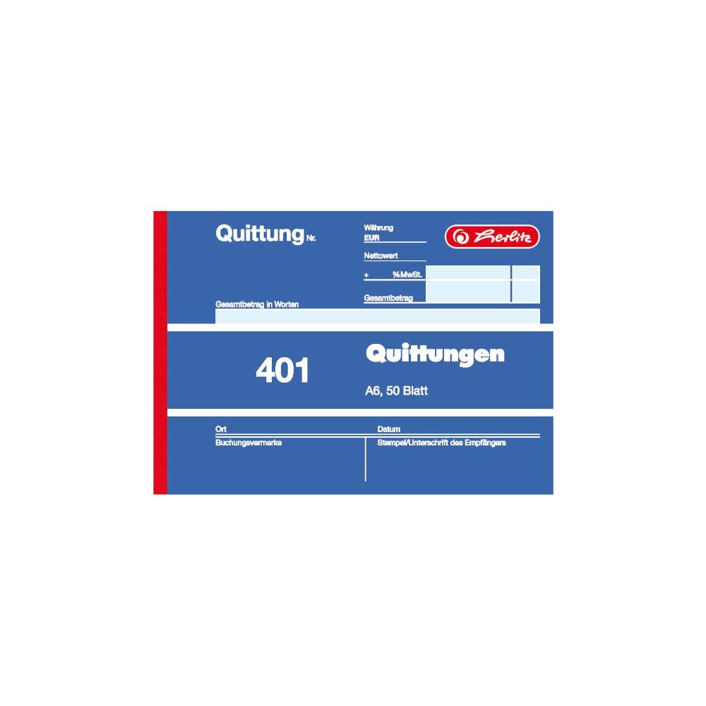 Herlitz Geschäftspapier Herlitz Quittungsblock 401 / A6 / 50 Blatt