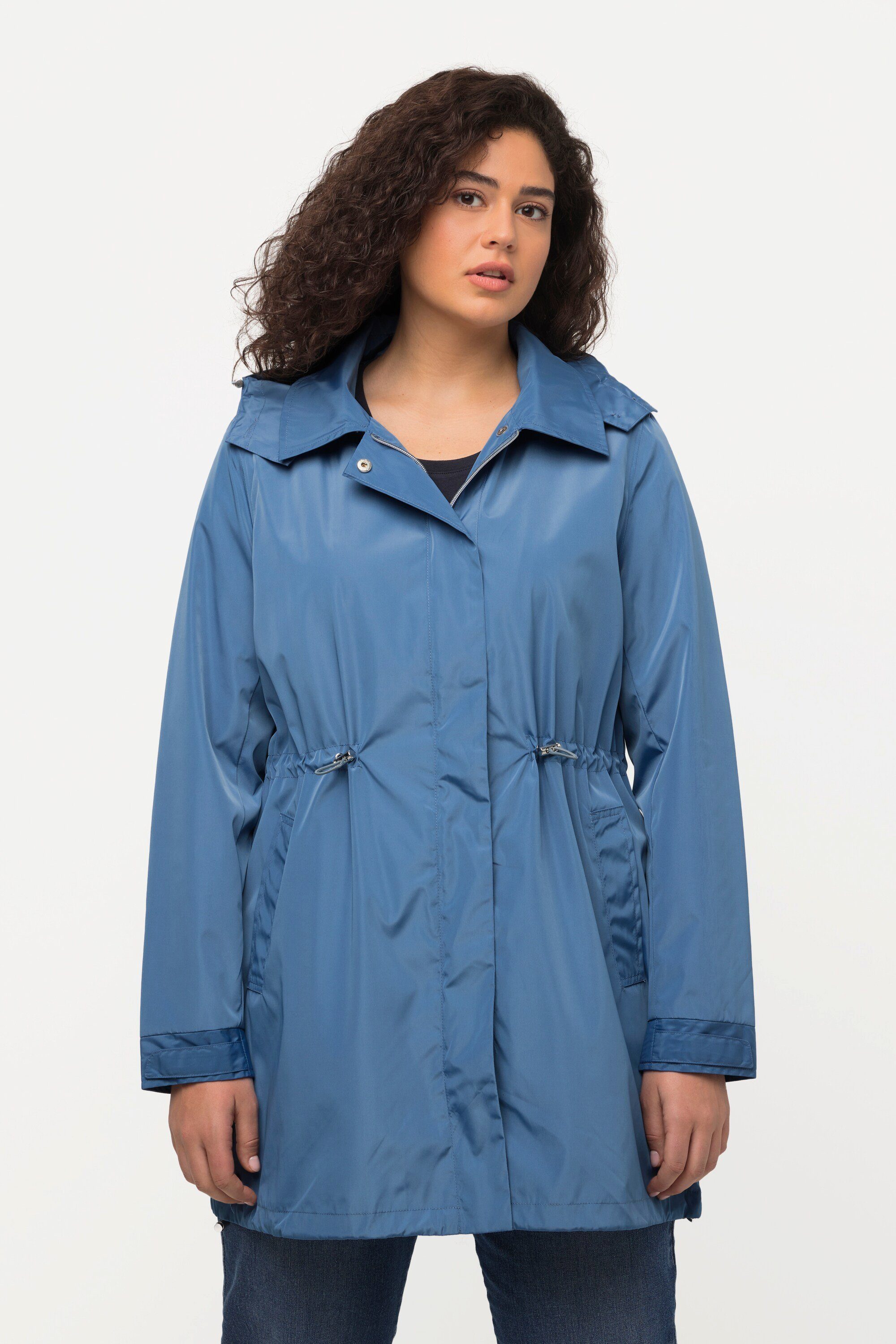 Ulla Popken Parka HYPRAR Funktionsjacke Kapuze 2-Wege-Zipper blau