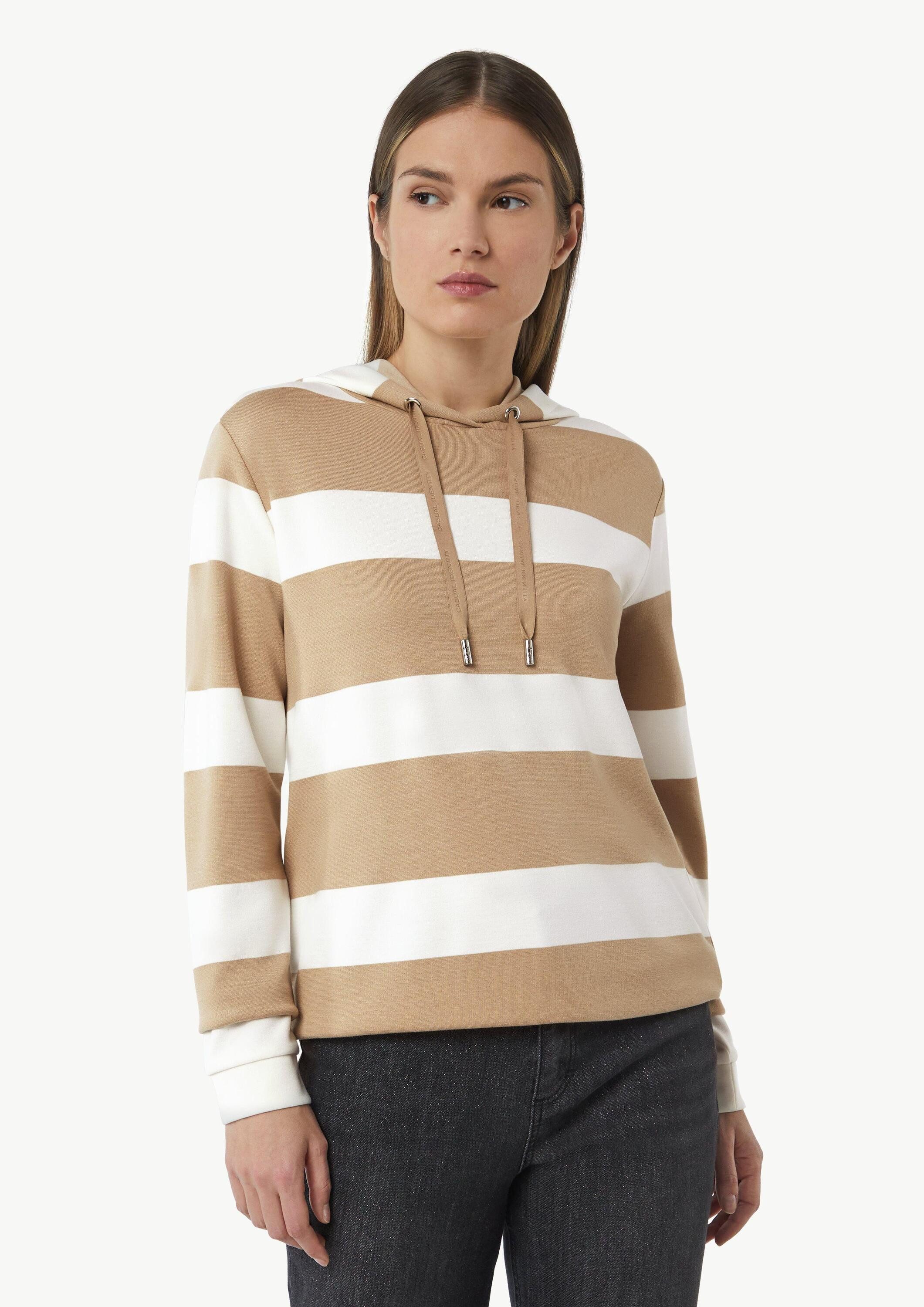 comma Sweatshirt Sweatshirt Sweatshirt mit Kapuze und Blockstreifen