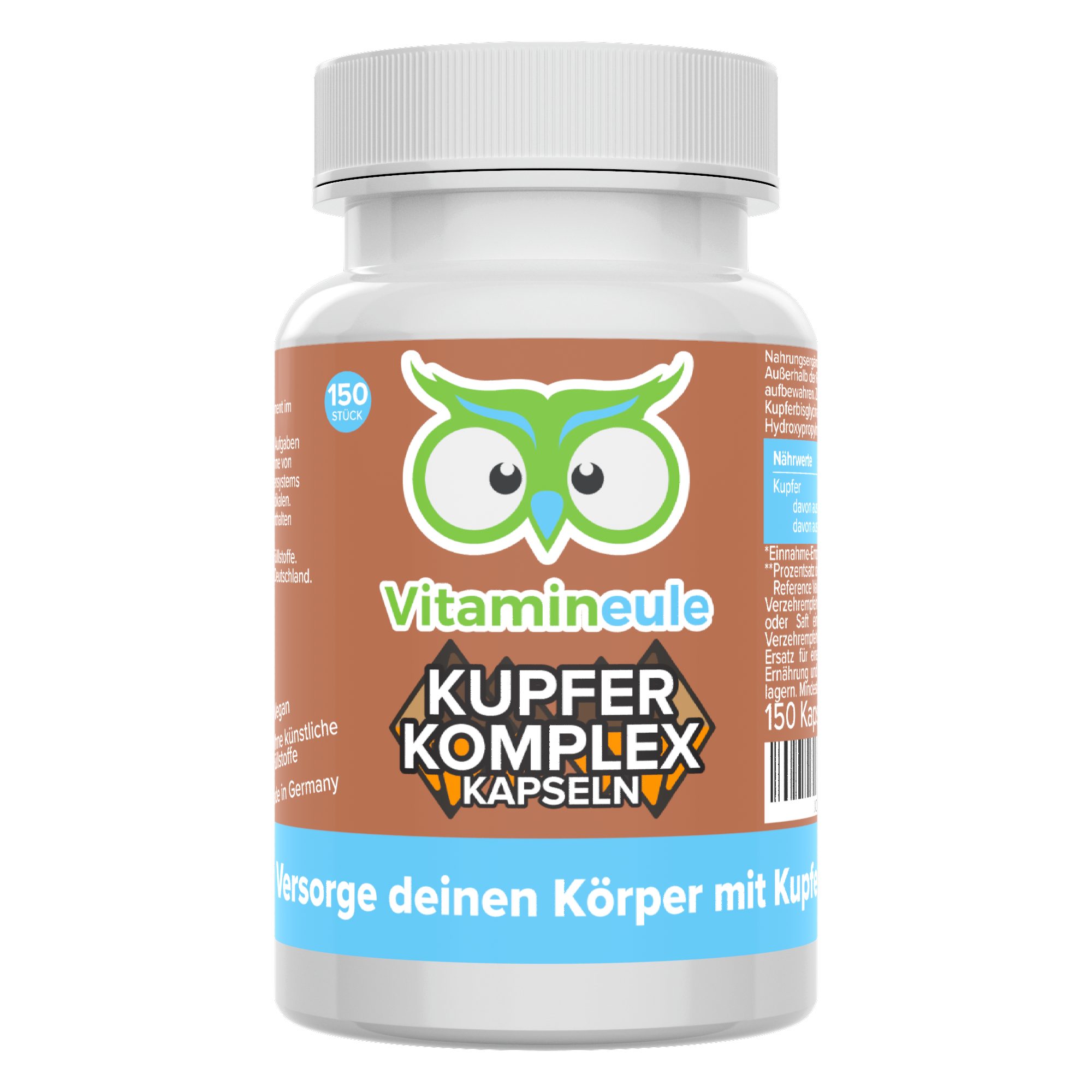 Vitamineule Kupfer Komplex Kapseln - 4 mg aus Gluconat & Bisglycinat - Kapsel