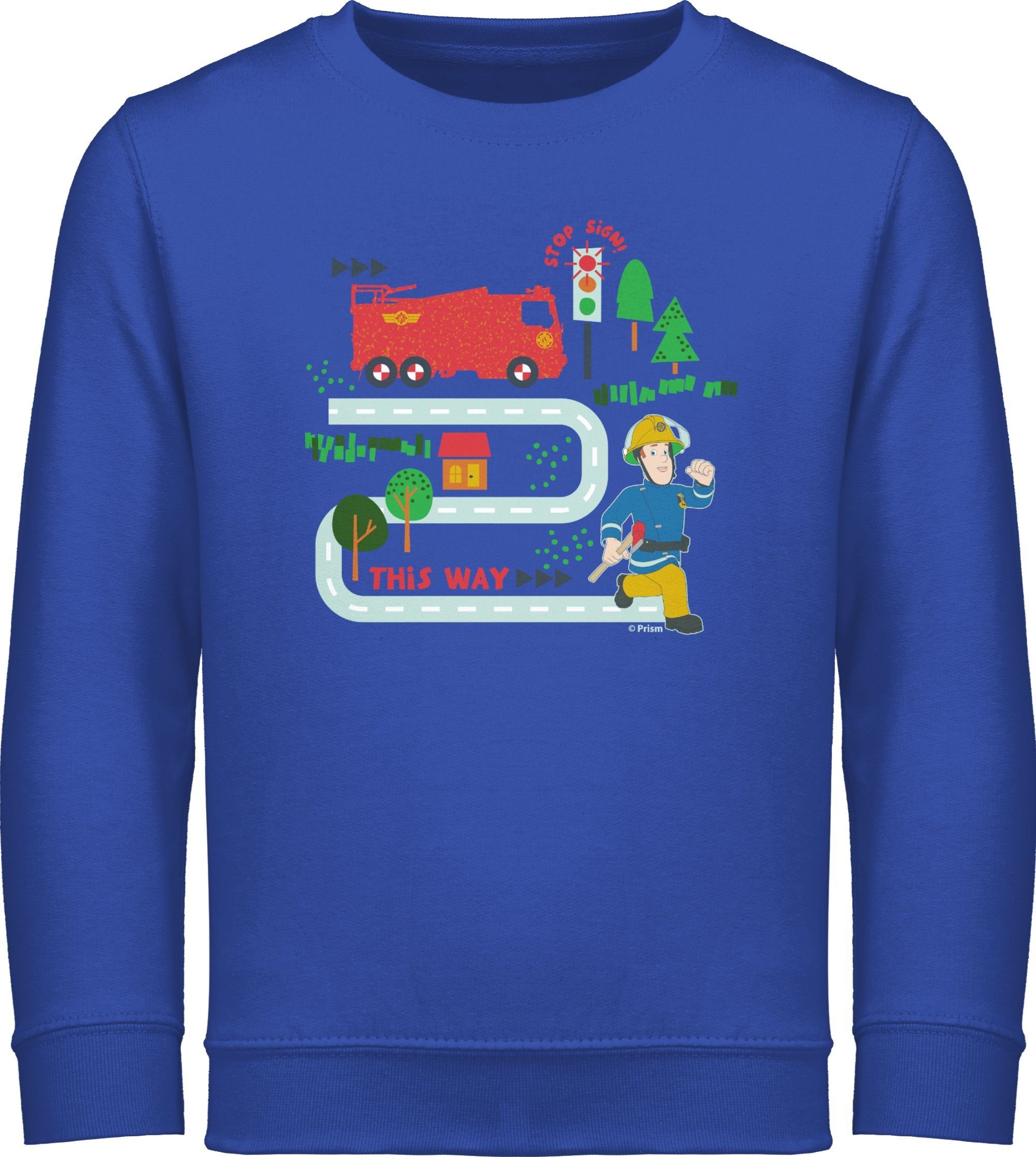 Feuerwehrmann This way 3 Shirtracer Royalblau Jungen Sam Jupiter Sweatshirt