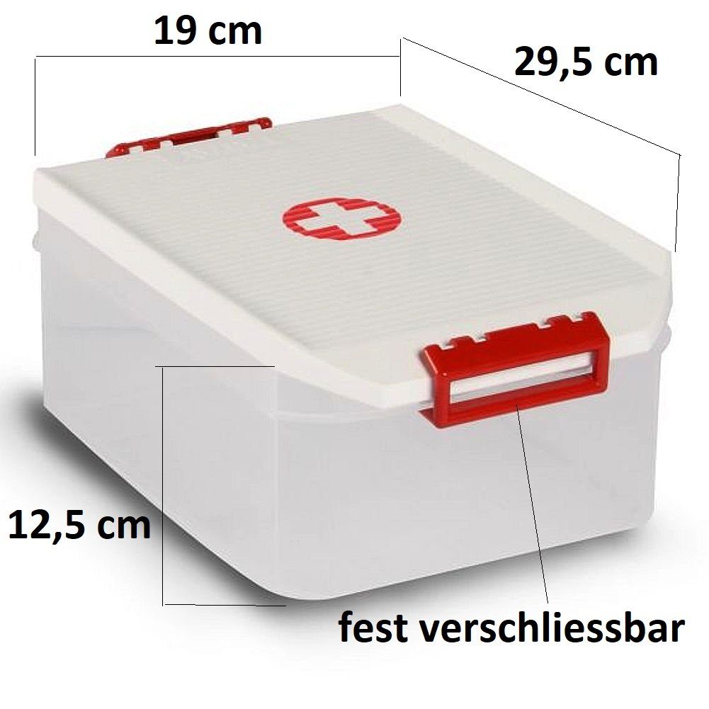 Sanixa Medizinschrank (Medizinbox Klickverschluss transparent Erste Hilfe  Box Aufbewahrungskiste Medikamente Arzneimittelbox Aufbewahrungsbox