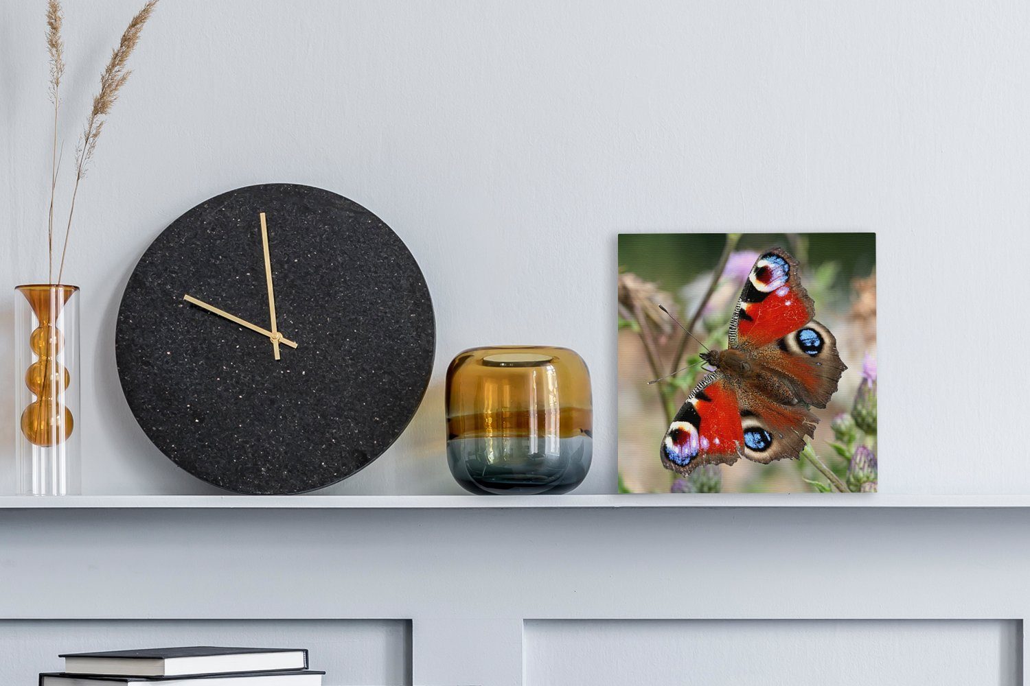 OneMillionCanvasses® Leinwandbild Tagpfauenauge Schmetterling, (1 Leinwand Bilder St), Schlafzimmer für Wohnzimmer