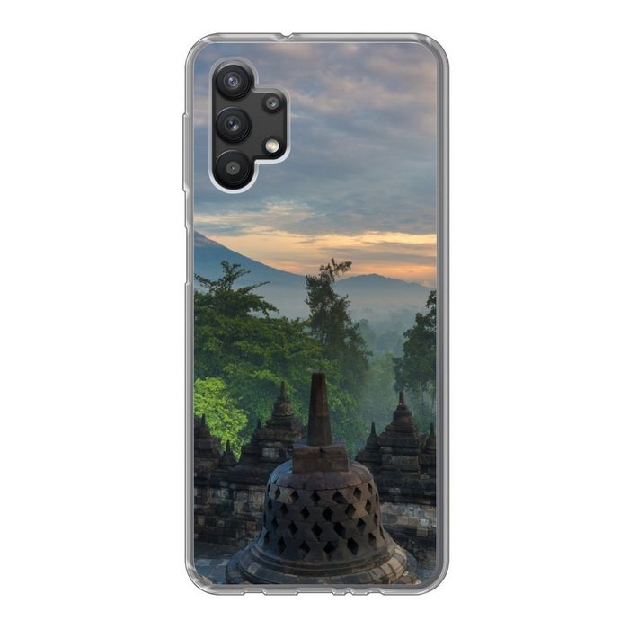 MuchoWow Handyhülle Sonnenaufgang am Borobudur-Tempel in Indonesien Handyhülle Samsung Galaxy A32 5G Smartphone-Bumper Print Handy