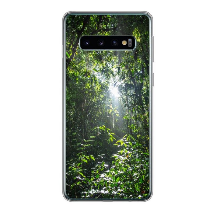 MuchoWow Handyhülle Die Sonne bricht durch das Laub Costa Rica Phone Case Handyhülle Samsung Galaxy S10 Silikon Schutzhülle