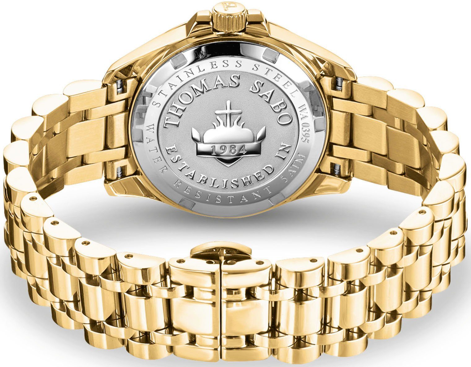 THOMAS SABO Quarzuhr DIVINE RAINBOW WA0395-264-207-33 MM, Armbanduhr, Damenuhr, Zirkonia, Aquamarin, Amethyst, Edelstahlarmband