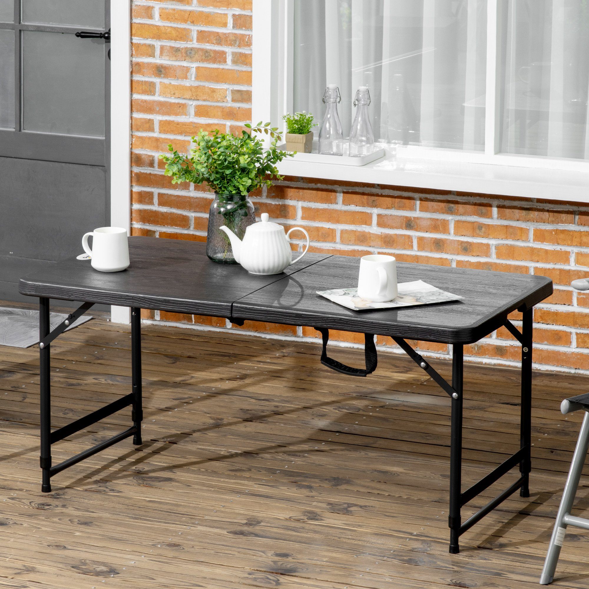 Outsunny Gartentisch Campingtisch Buffettisch mit Stahlgestell günstig online kaufen