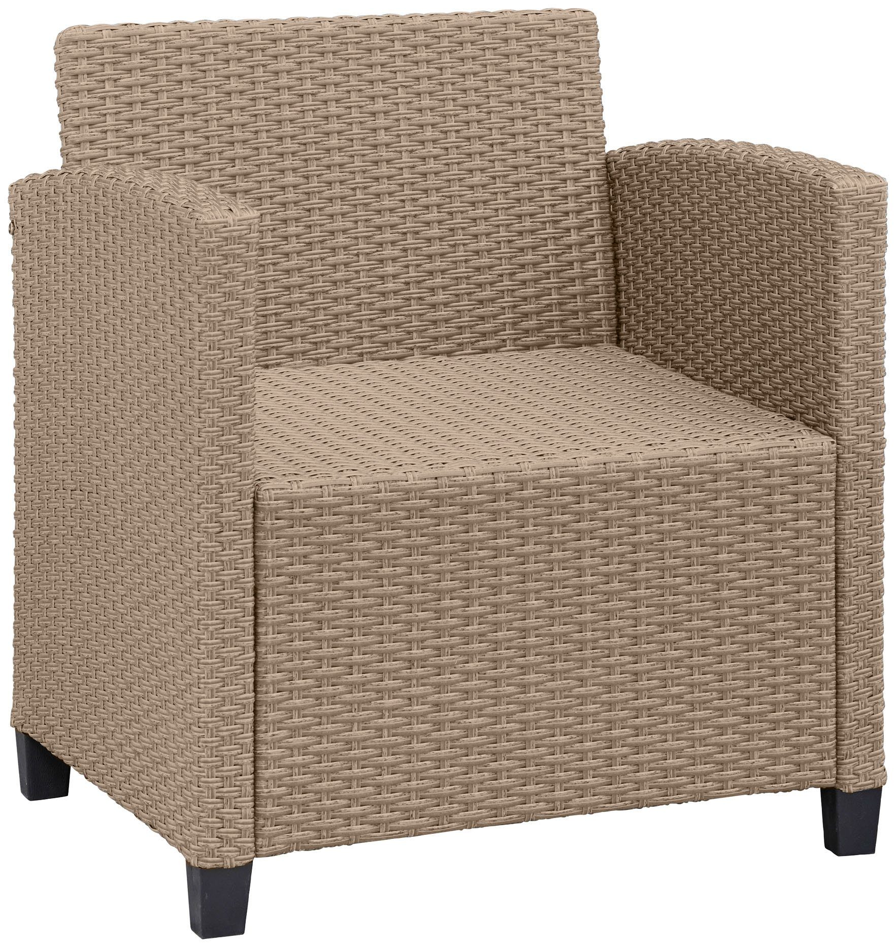 beige Premium, 2 (20-tlg), Keros KONIFERA Polyrattan Ecklounge, Hocker, | Tisch, grau Sessel, Gartenlounge-Set