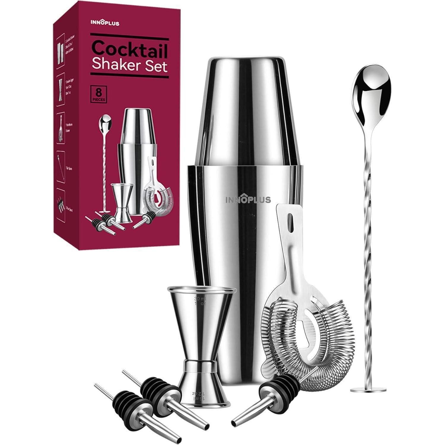 LuxusKollektion Cocktail Shaker Cocktail Shaker Set Premium Boston 800ML 600ML Geschenkset 8-teilig