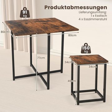 KOMFOTTEU Essgruppe Küchentisch, (Set), für 4 Personen, Industriedesign